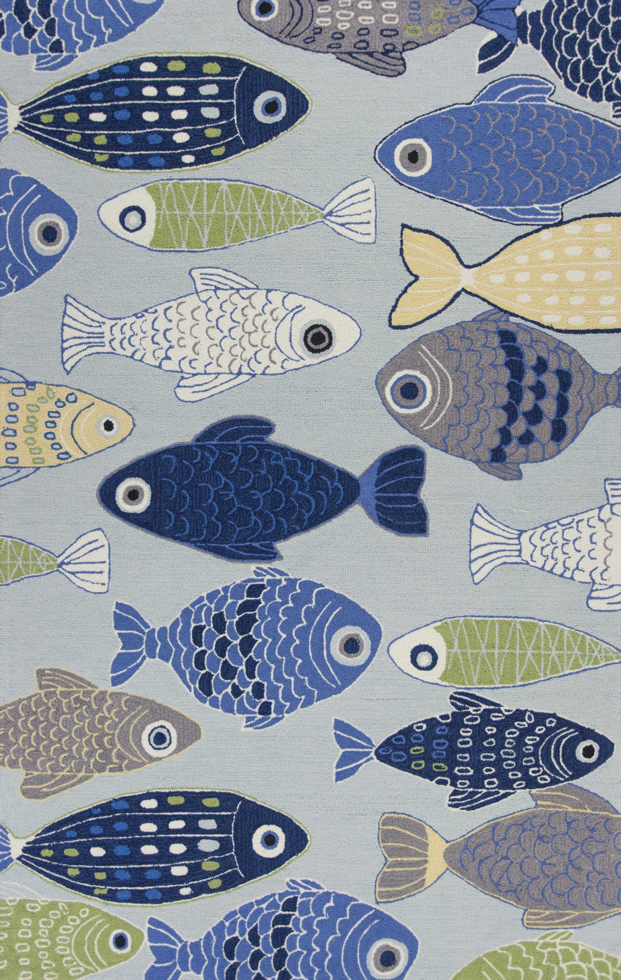 5' x 7' Light Blue School of Fish Indoor Area Rug Default Title