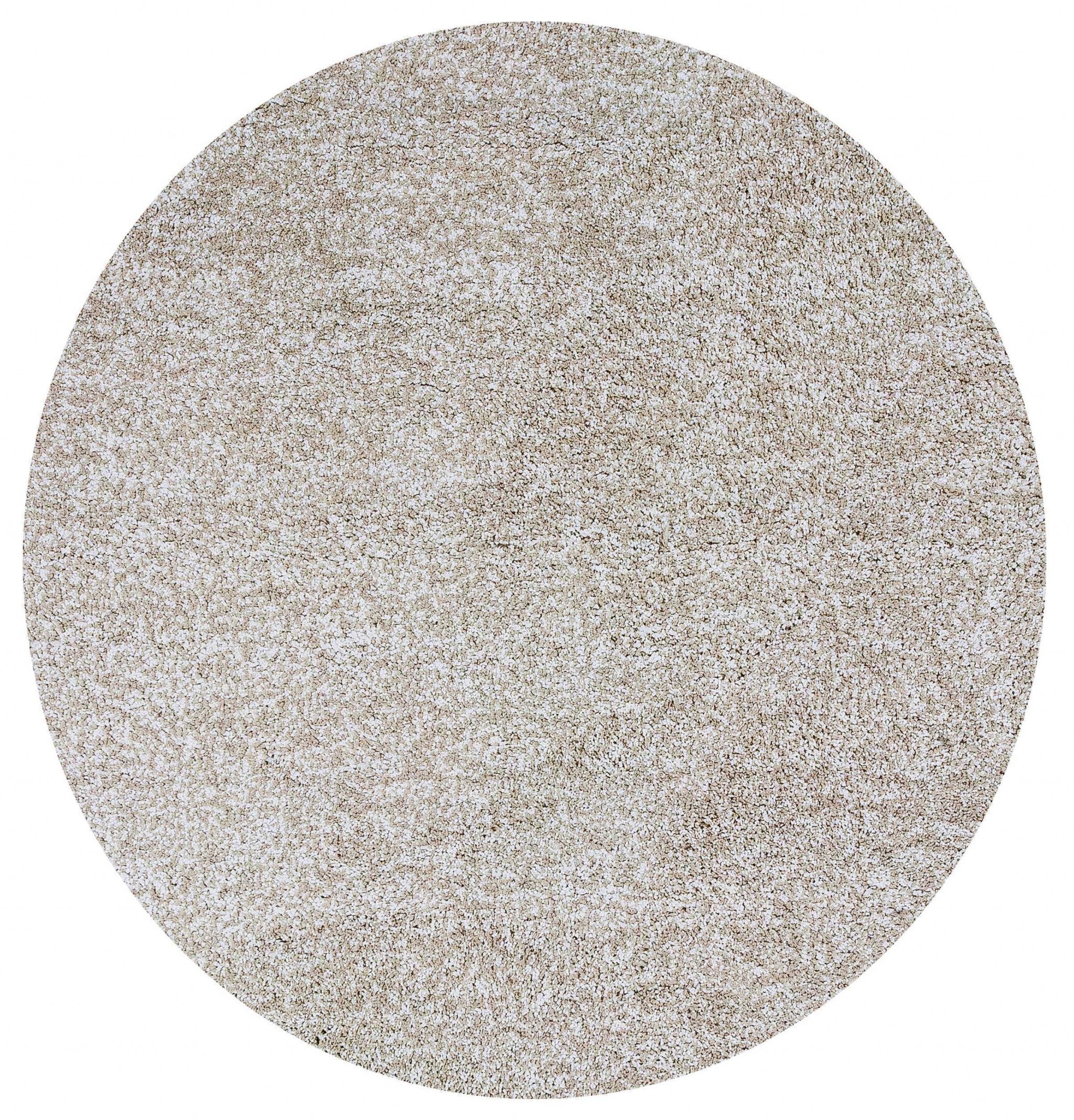 6' Ivory Heather Round Indoor Shag Rug Default Title