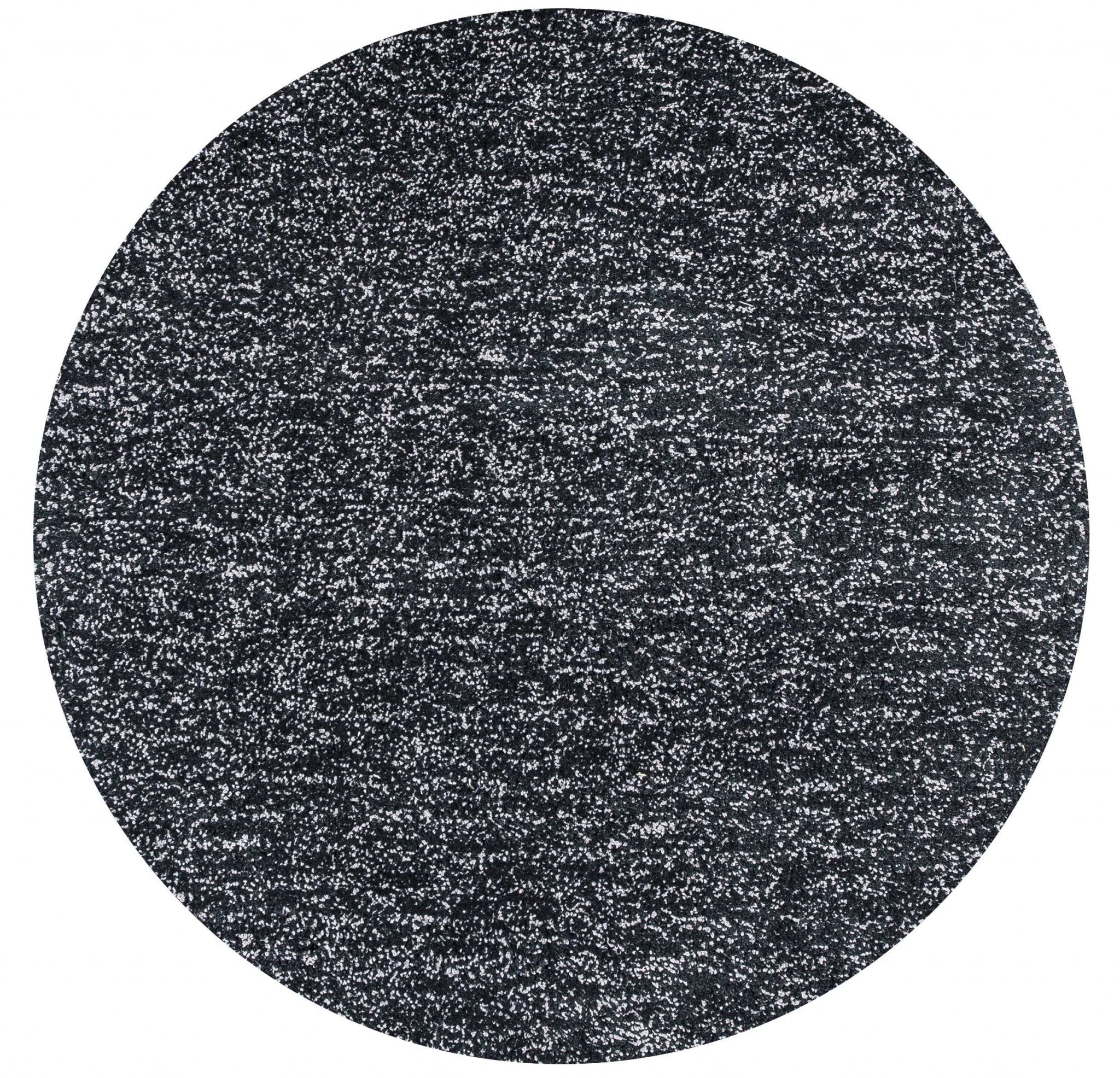 6' Round Black Heather Plain Indoor Area Rug Default Title