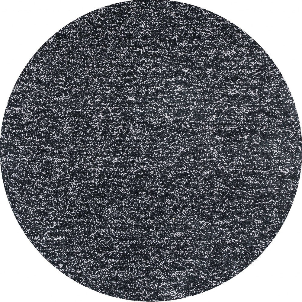6' Round Black Heather Plain Indoor Area Rug
