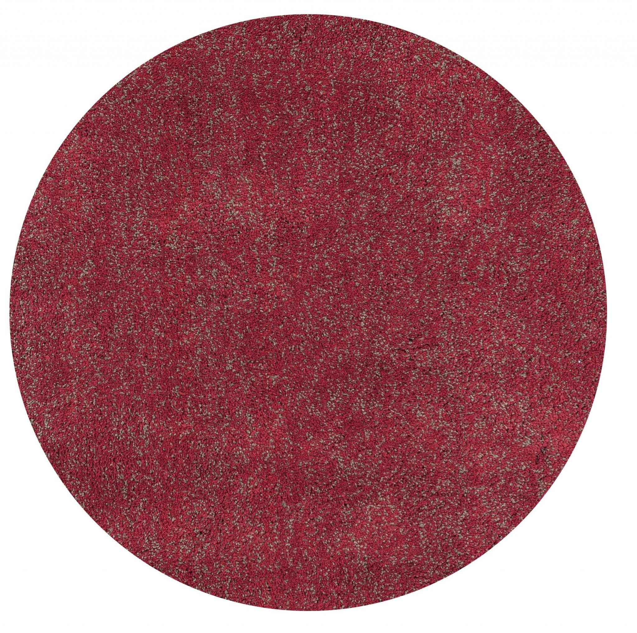 6' Red Heather Round Indoor Shag Rug