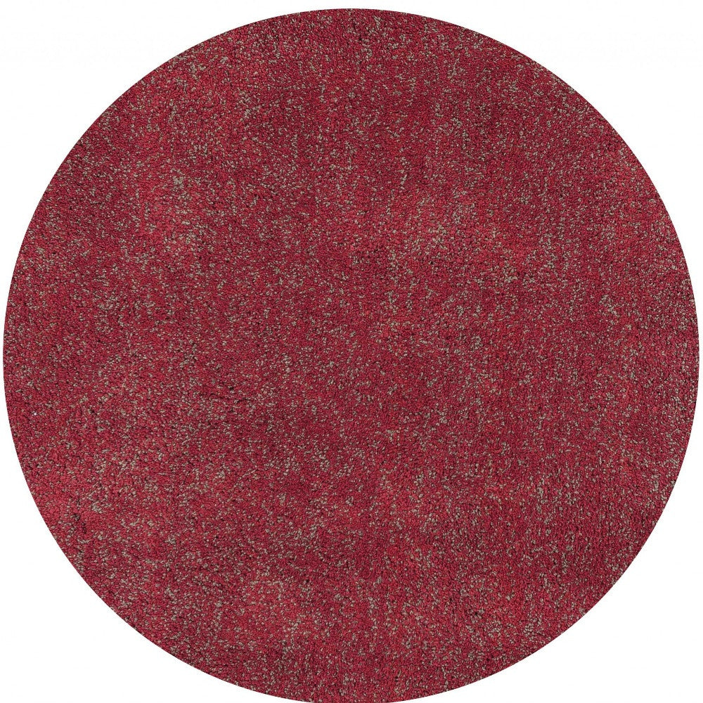 6' Red Heather Round Indoor Shag Rug