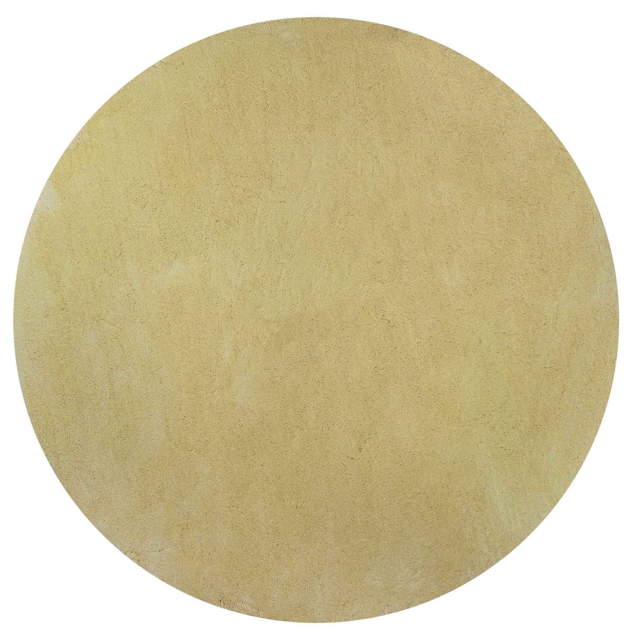 6' Round  Polyester Canary Yellow Area Rug Default Title