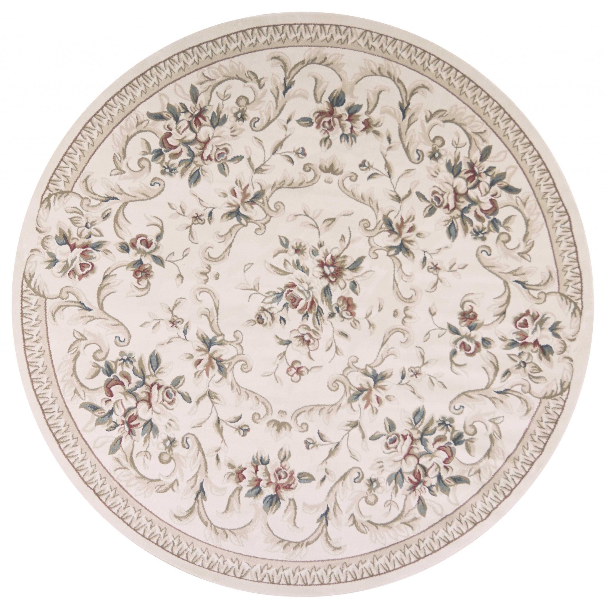 8' Round  Polypropylene Ivory  Area Rug Default Title