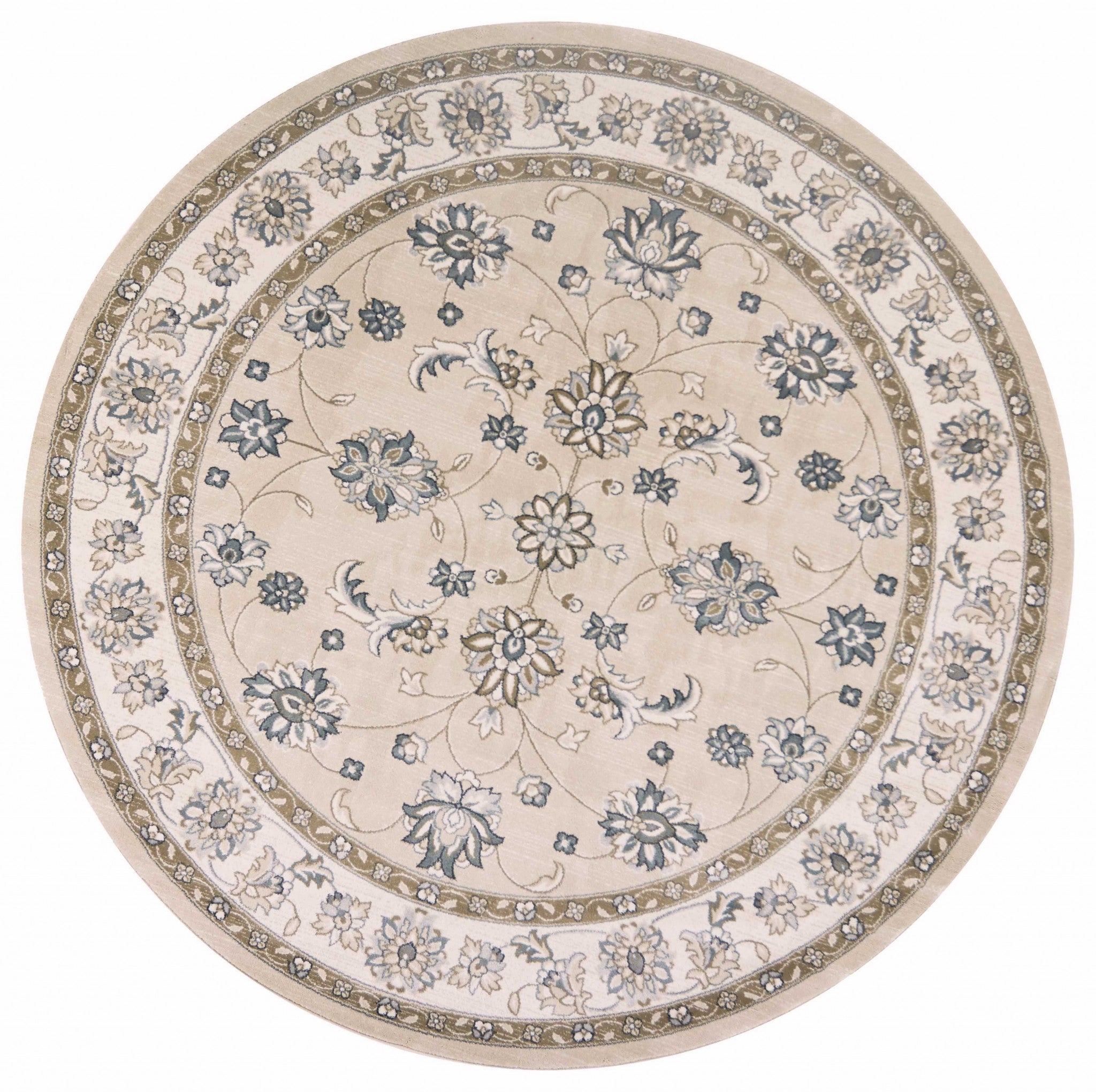 8' Round  Polypropylene Beige or  Ivory  Area Rug Default Title