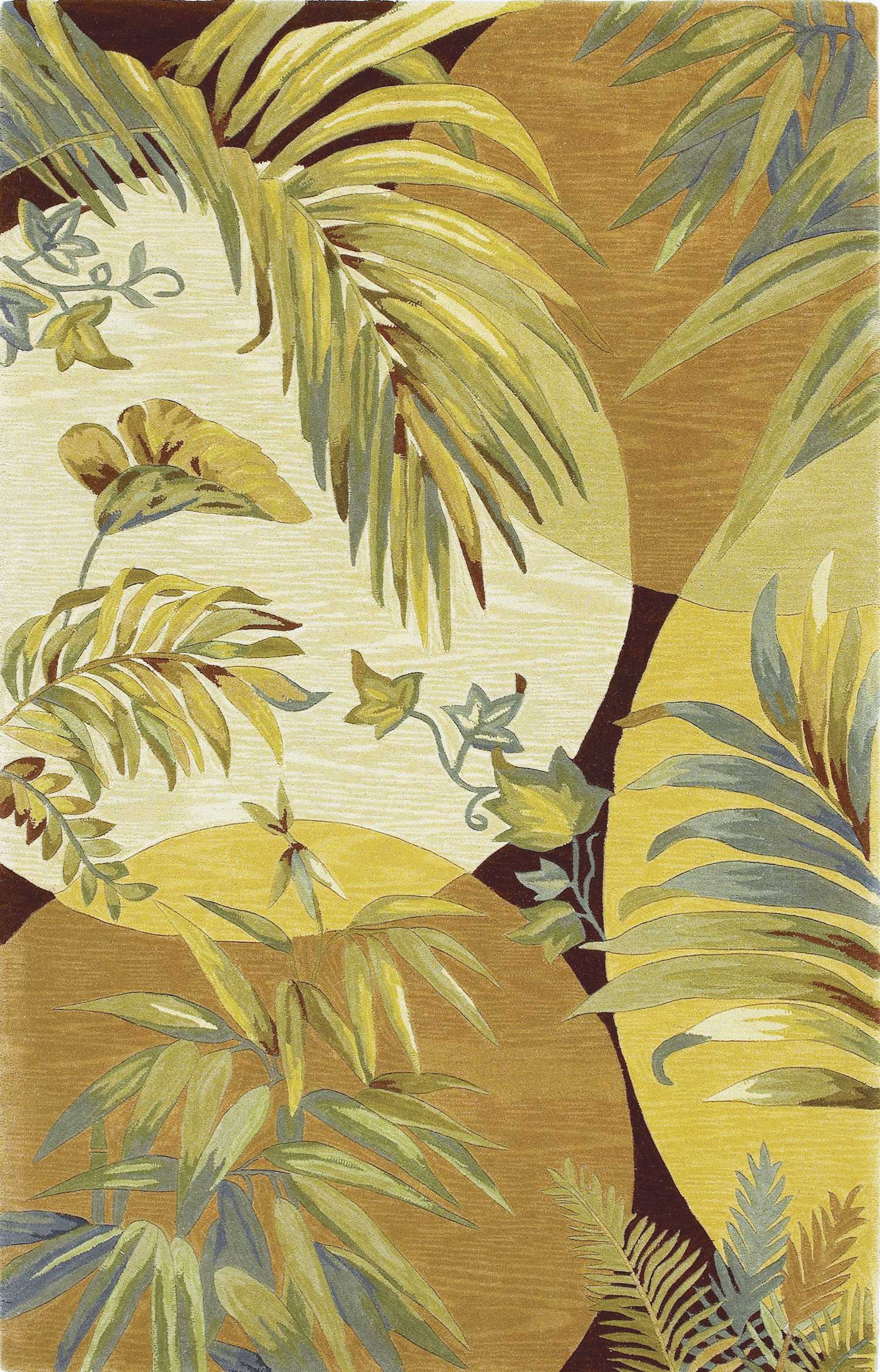 4'x6' Coral Red Ivory Hand Tufted Tropical Leaves Indoor Area Rug Default Title