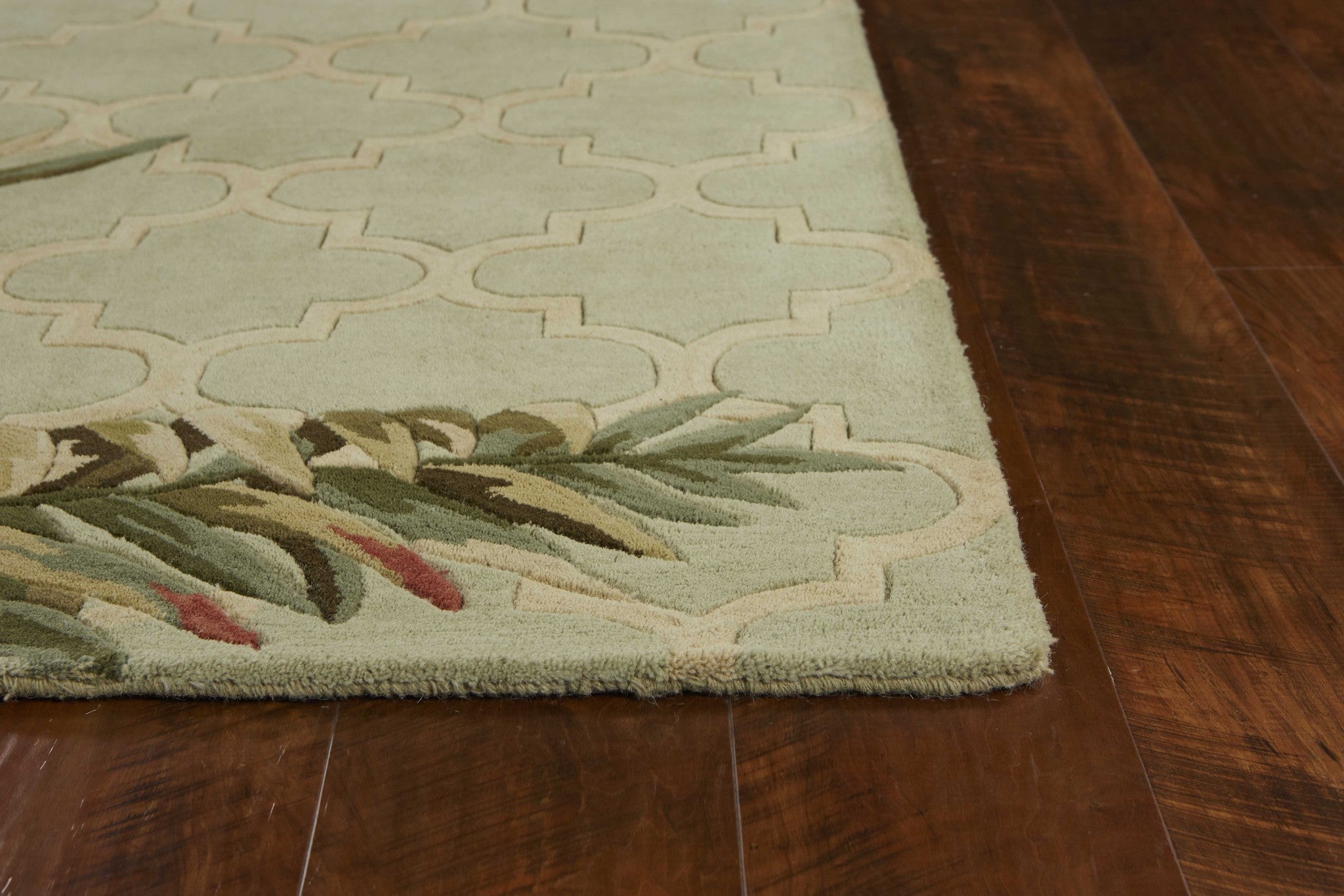4'x6' Sage Green Hand Tufted Tropical Quatrefoil Indoor Area Rug