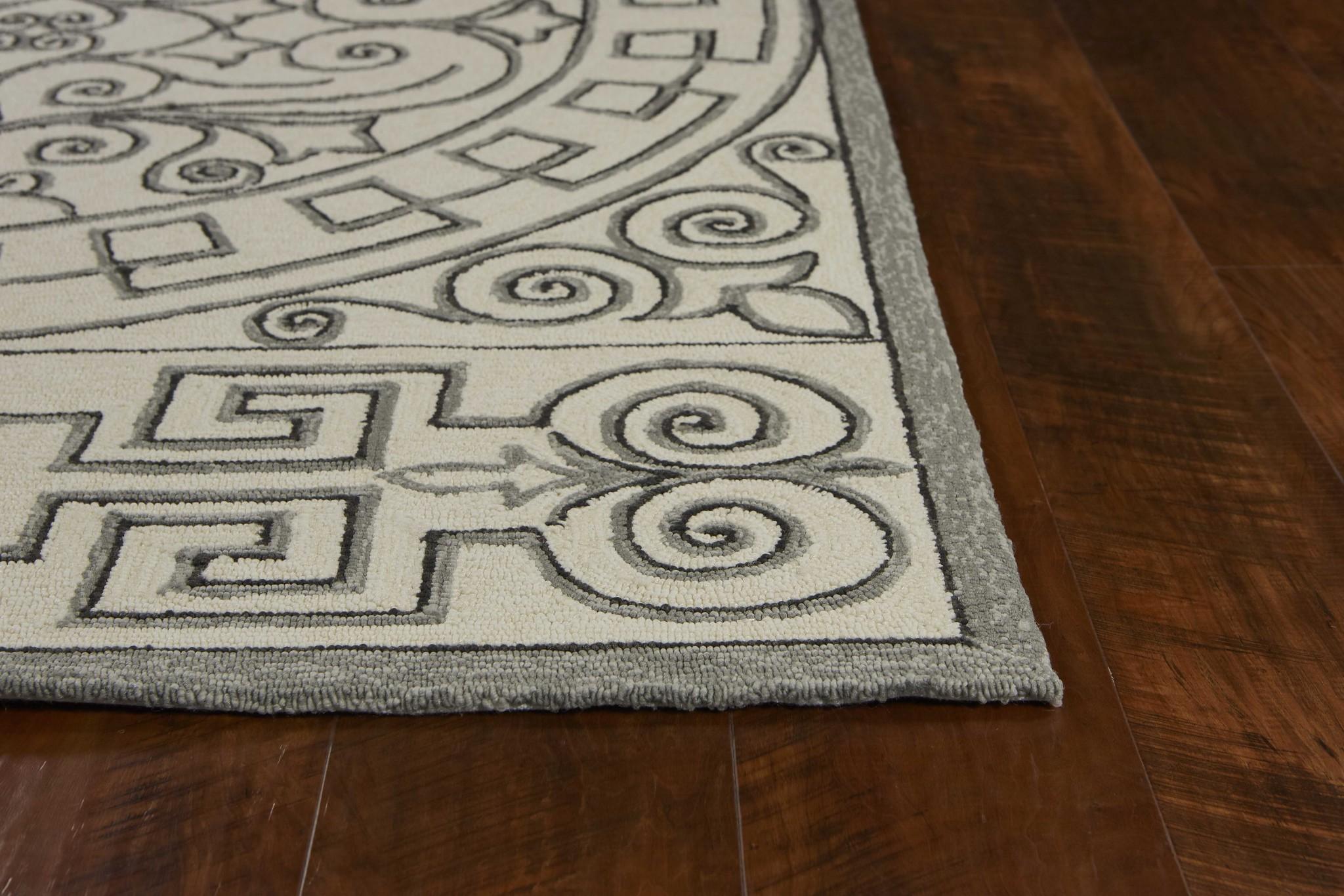 5' x 7' Ivory or Grey Geometric Pattern UV Treated Indoor Outdoor Area Rug