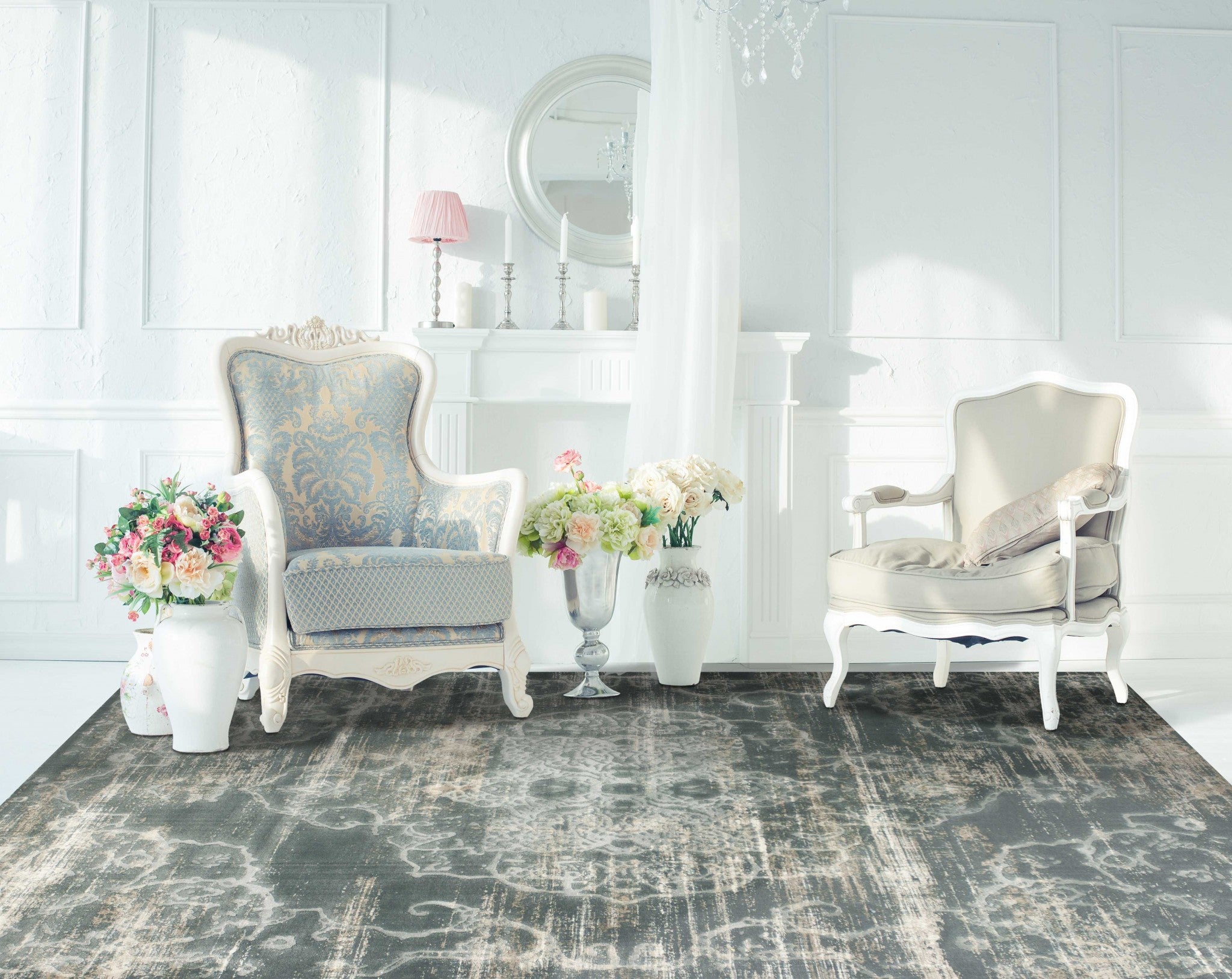 5' x 8' Slate Traditional Vintage Indoor Area Rug Default Title