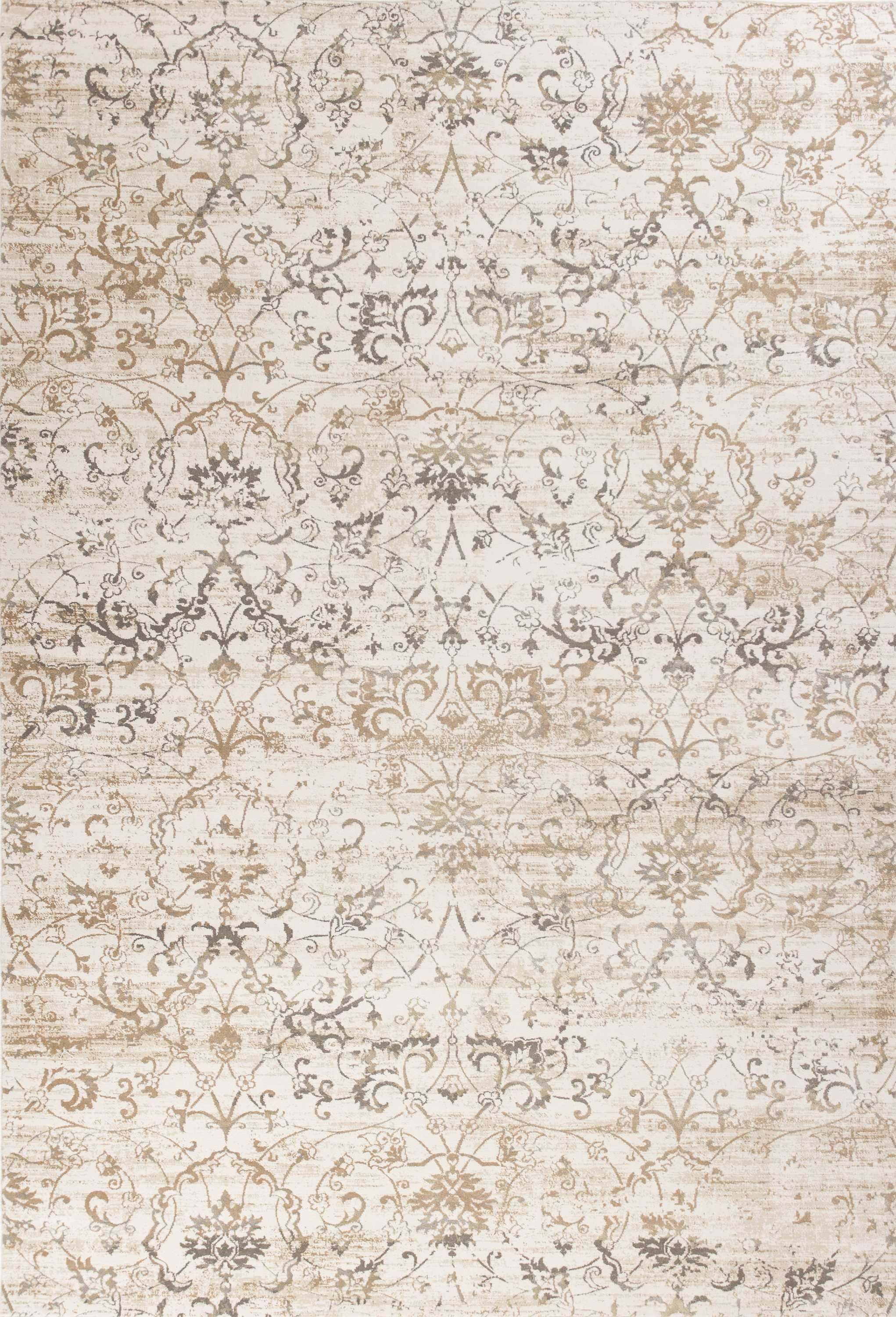 5' X 8' Beige Floral Vines Area Rug Default Title