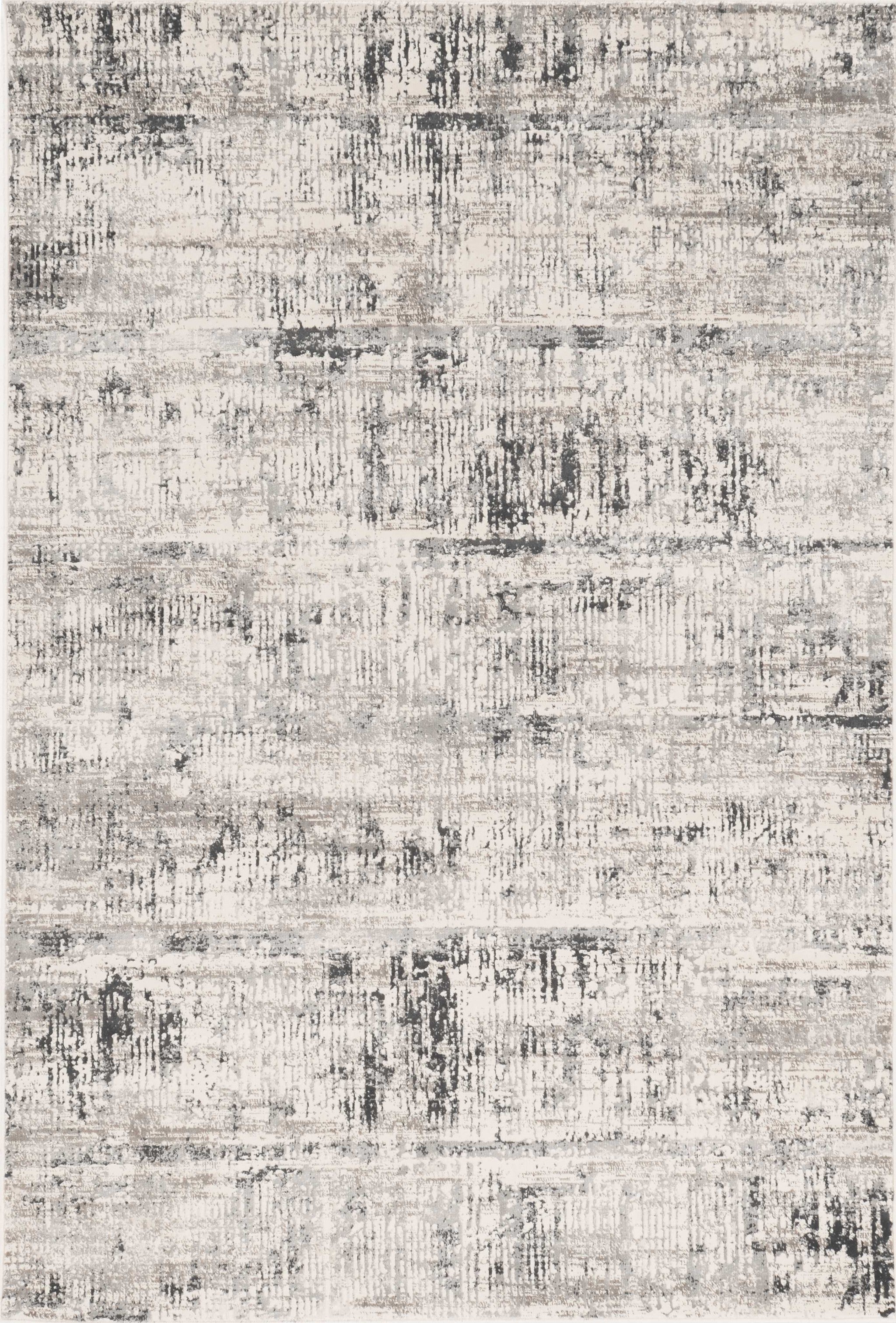 5' x 8' Ivory or Silver Abstract Brushstrokes Viscose Indoor Area Rug Default Title