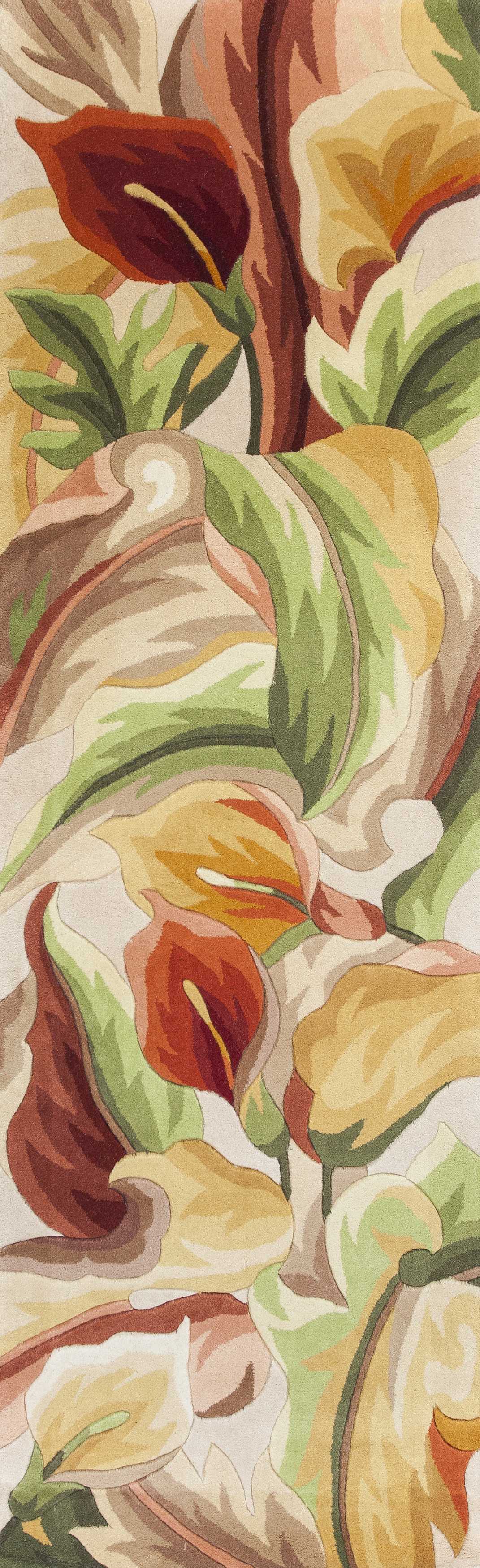 8' Ivory Hand Tufted Oversized Calla Lilies Indoor Runner Rug Default Title