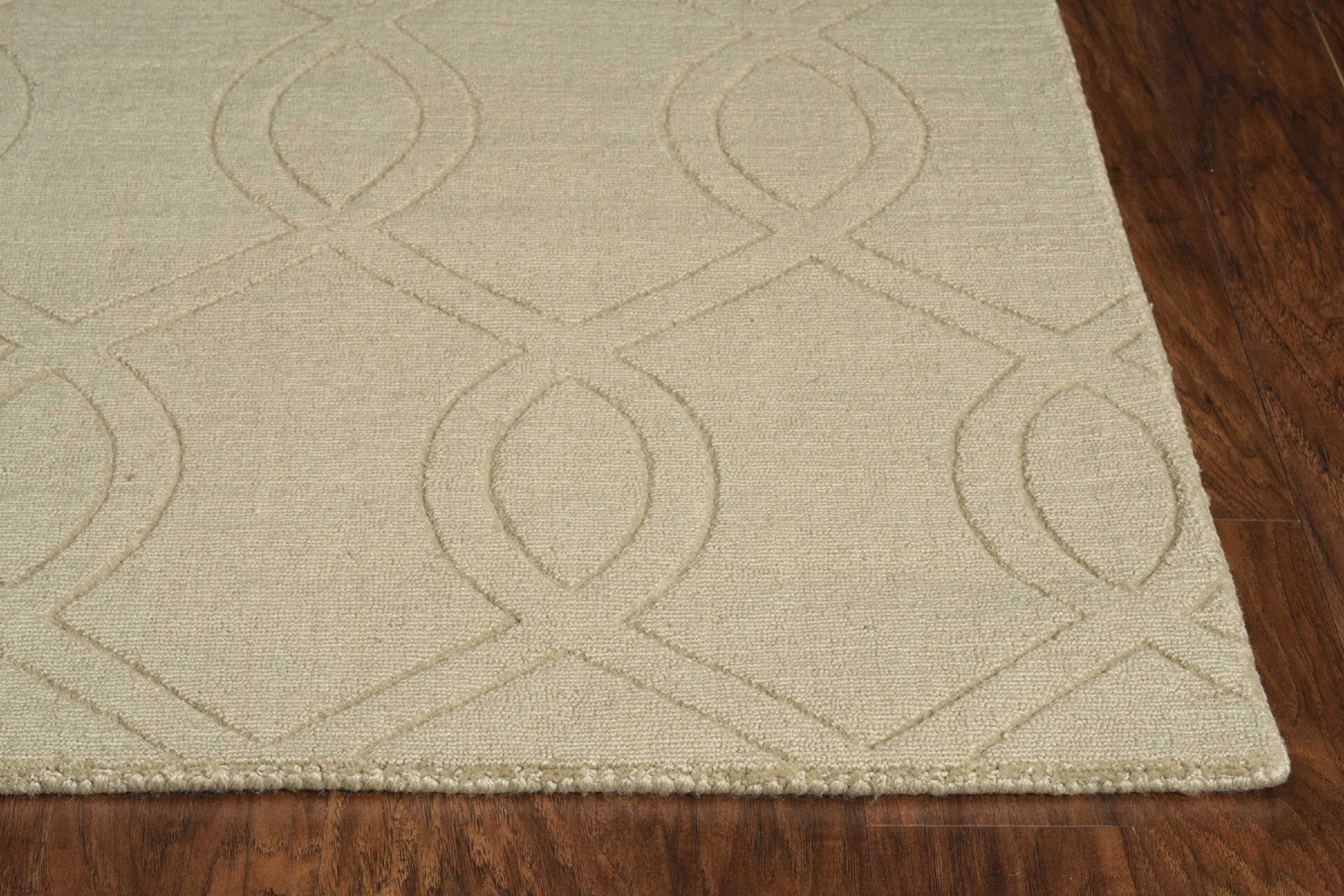 2' x 8' Ivory Frond Leaves Wool Indoor Runner Rug