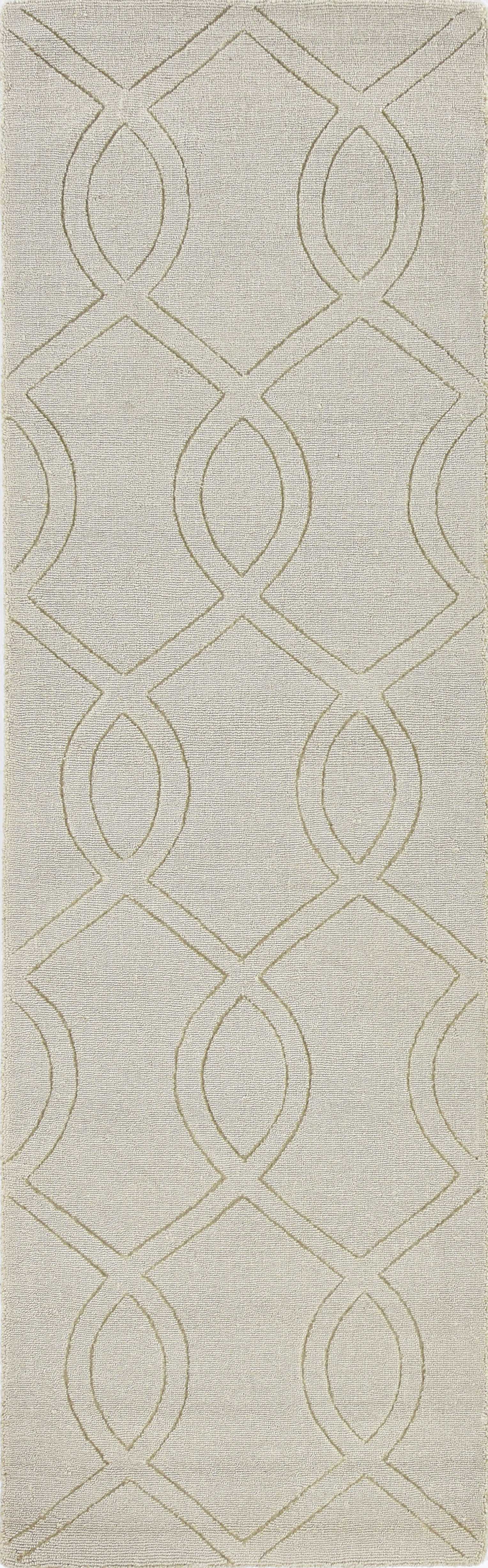 2' x 8' Ivory Frond Leaves Wool Indoor Runner Rug