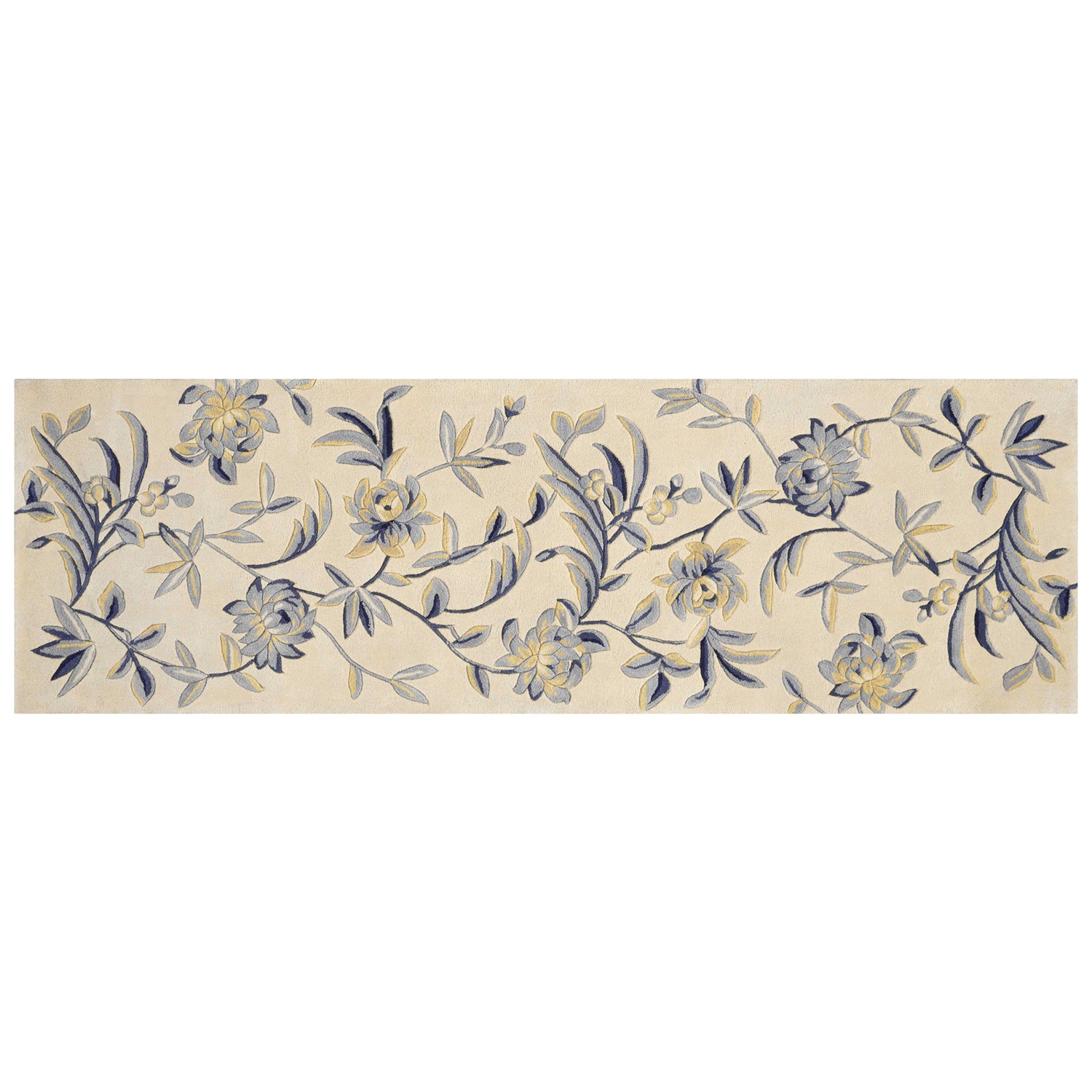 2' x 8'  Runner Wool Ivory or Blue Area Rug