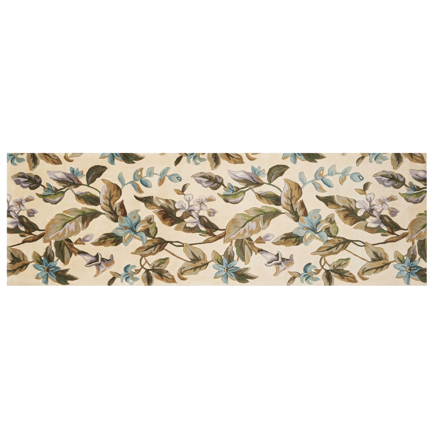 2' x 8'  Runner Wool Ivory or Teal Area Rug