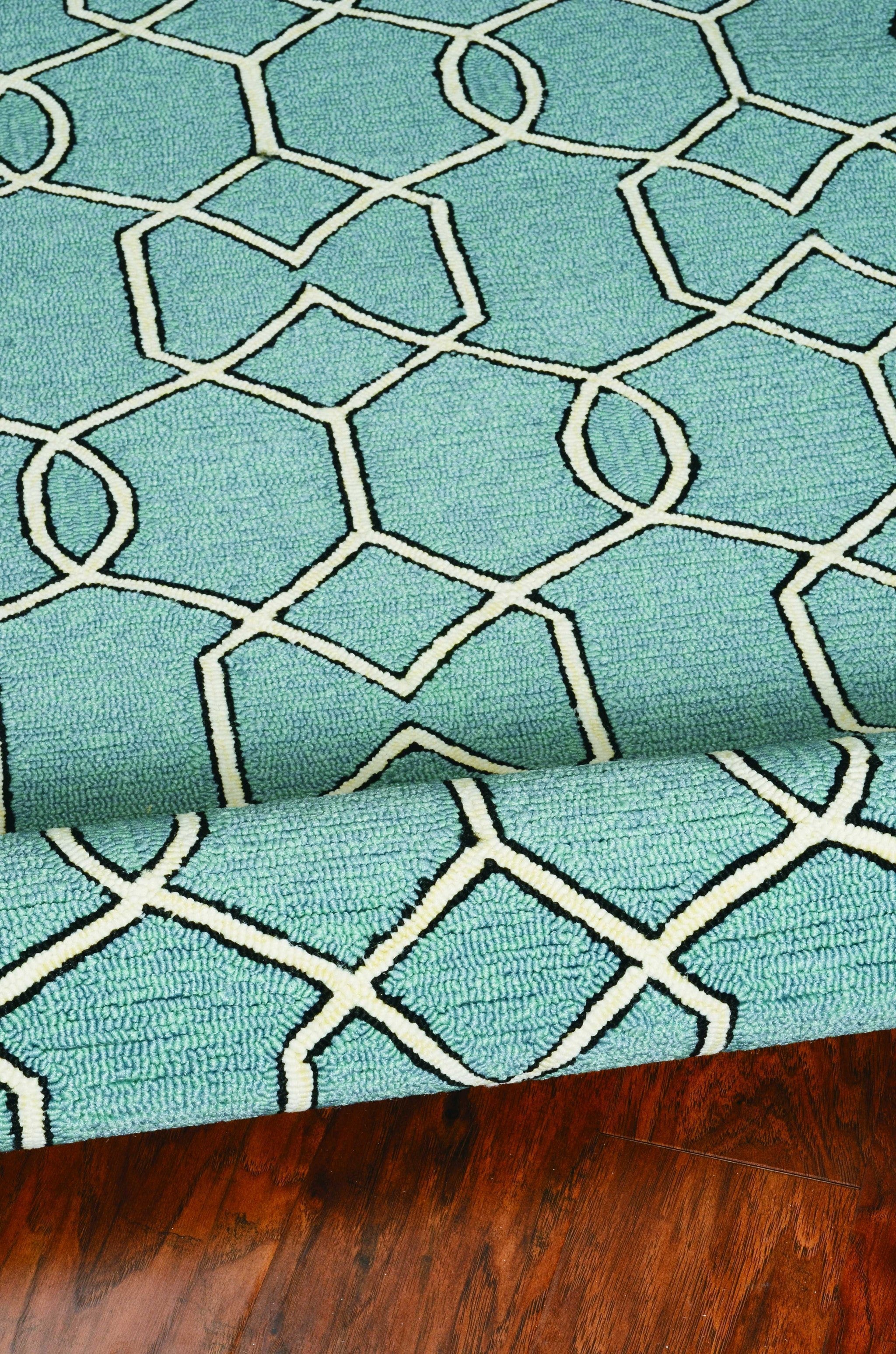 5' x 7' Spa Geometric Trellis UV Treated Indoor Area Rug