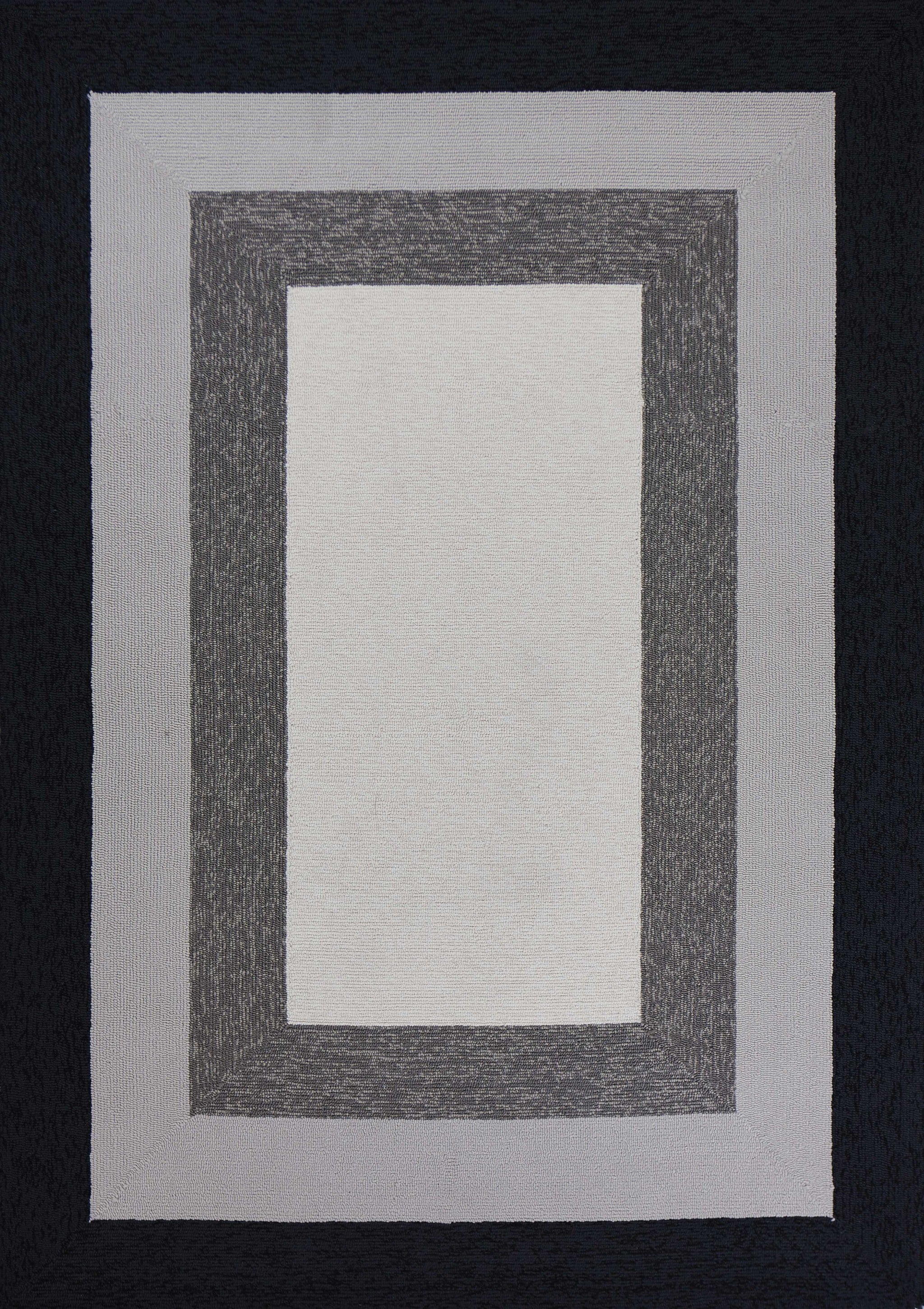 5' x 7' Charcoal Bordered UV Treated Indoor Area Rug Default Title