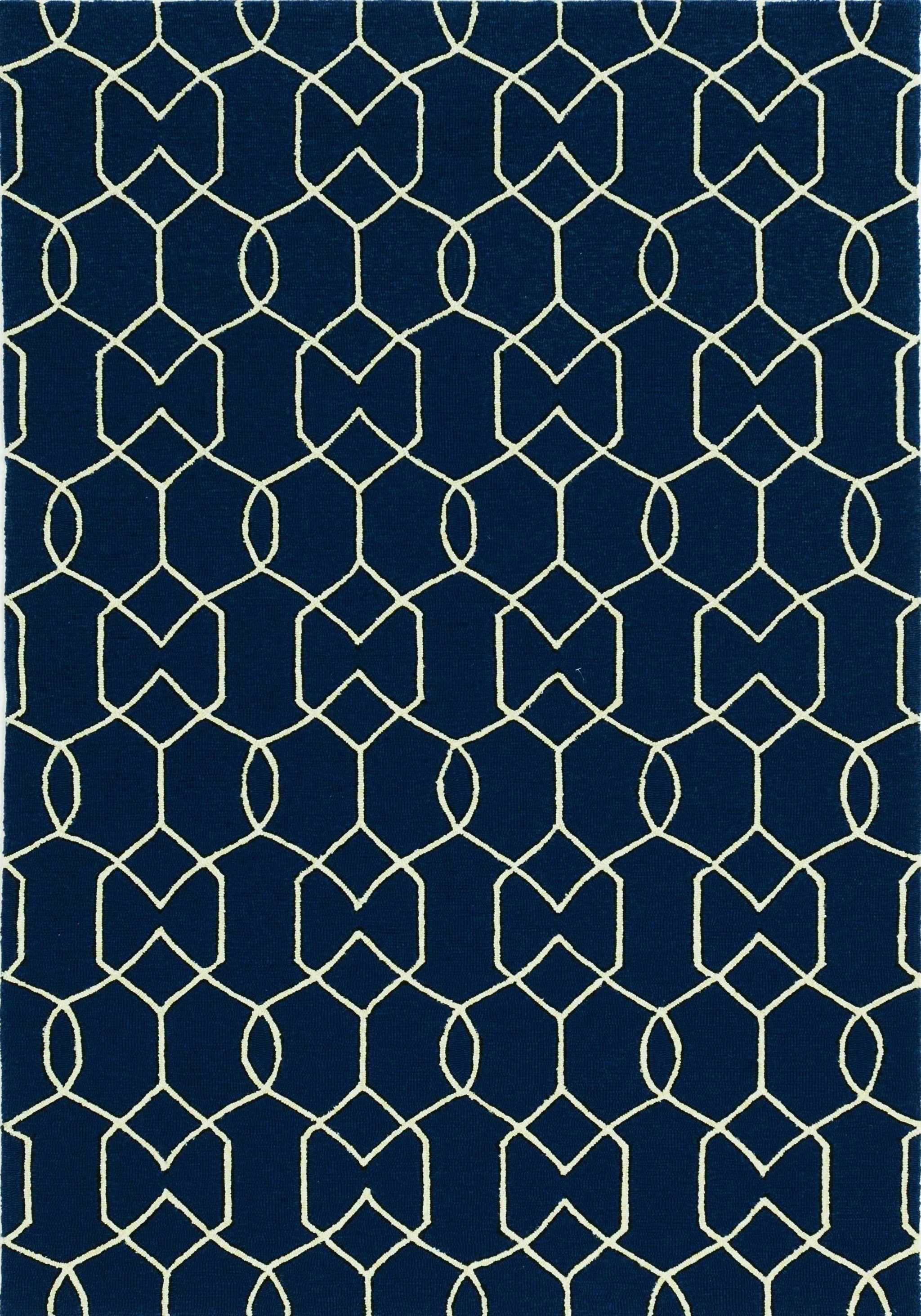 5' x 7' Navy Geometric Trellis UV Treated Indoor Area Rug Default Title