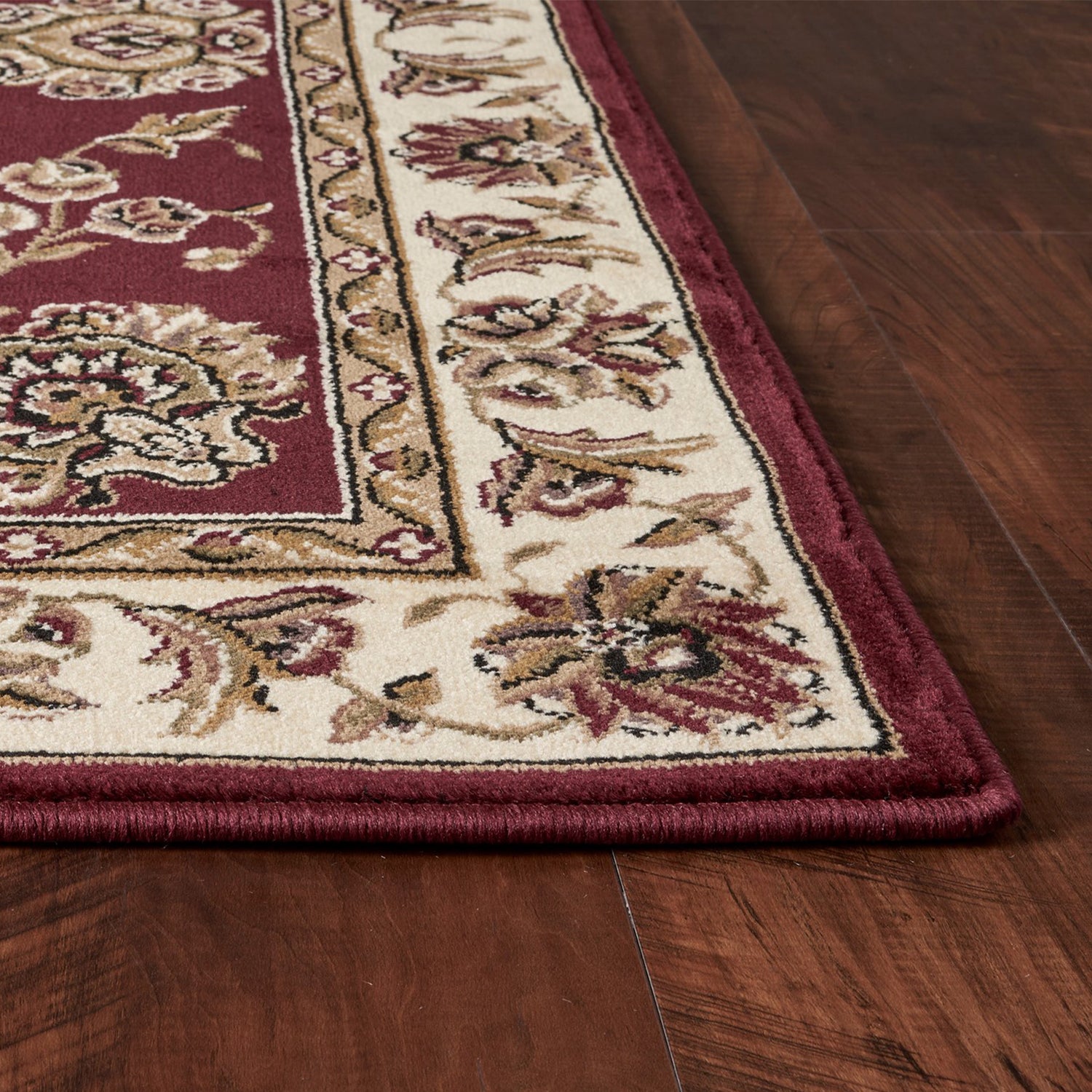 Red And Ivory Octagon Floral Vines Area Rug Default Title