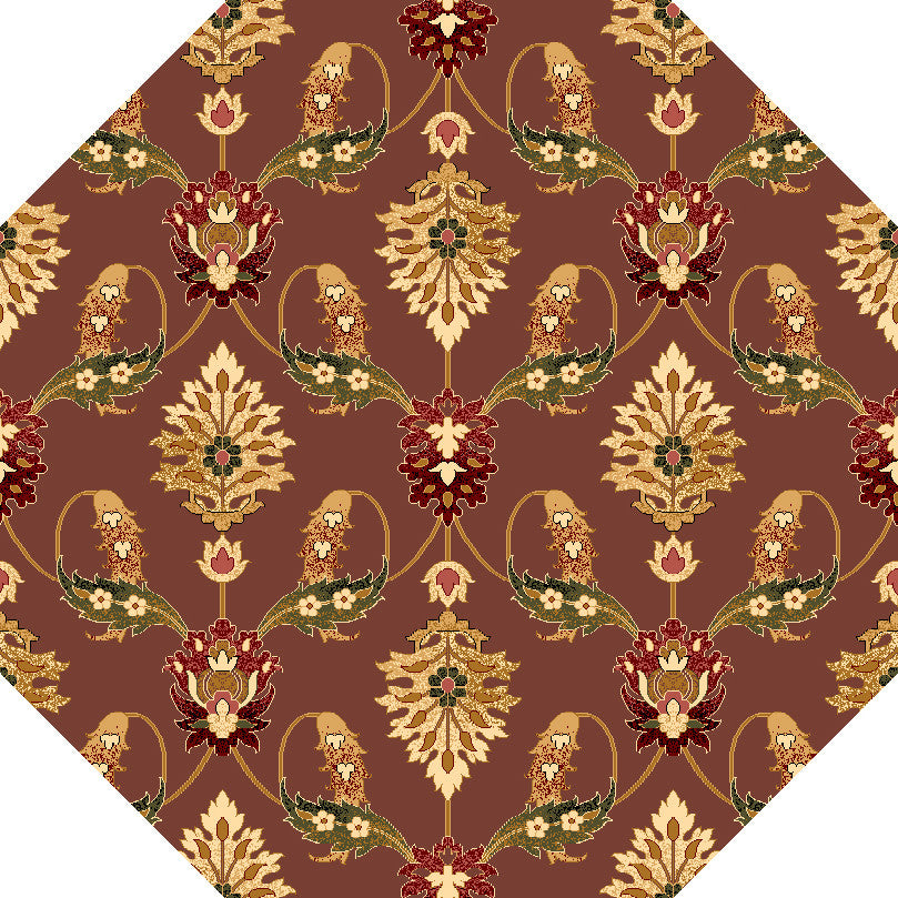 7' Octagon Plum Floral Vines Indoor Area Rug Default Title