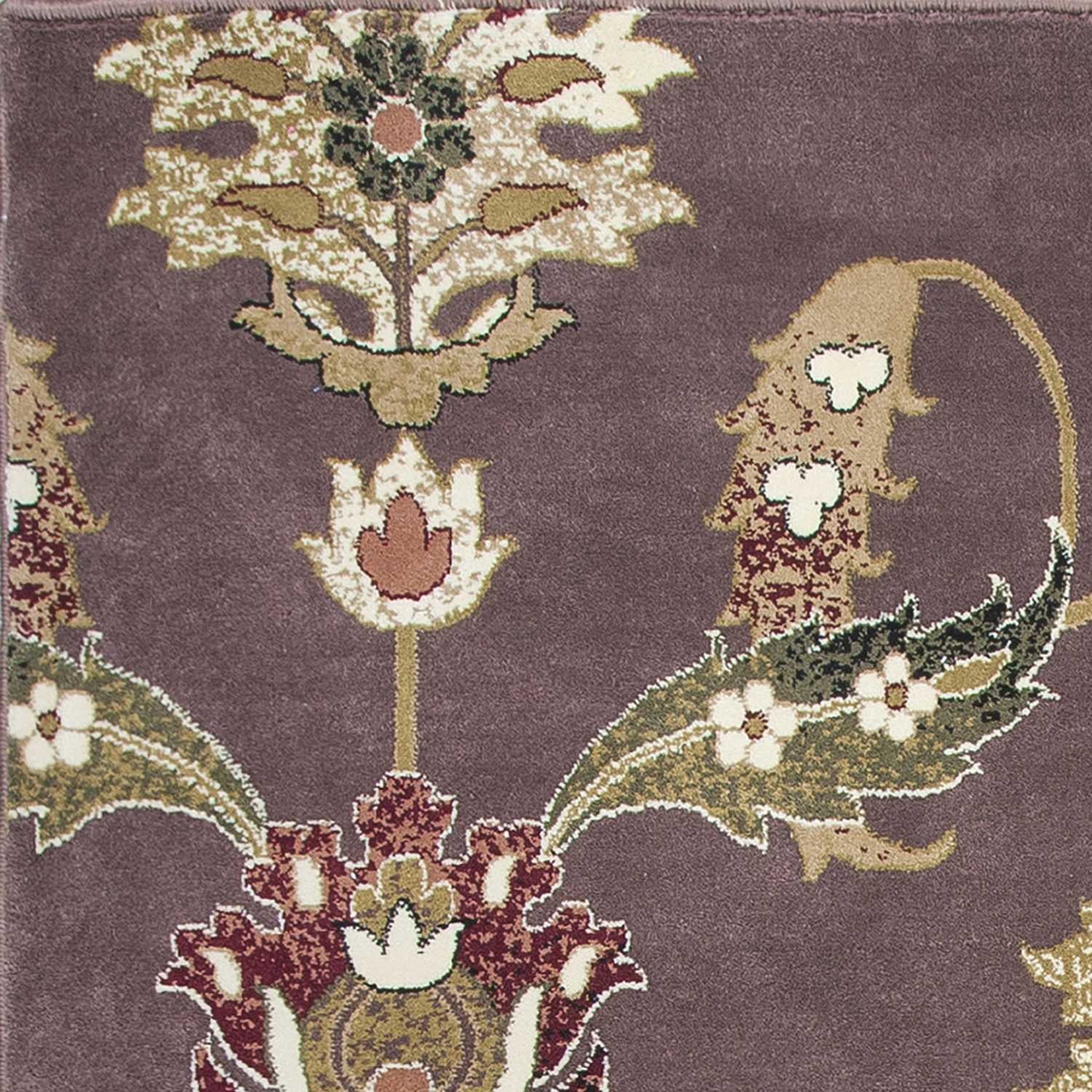 7' Octagon Plum Floral Vines Indoor Area Rug Default Title