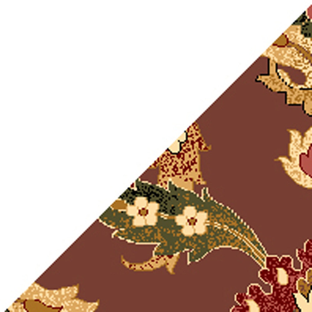 7' Octagon Plum Floral Vines Indoor Area Rug Default Title