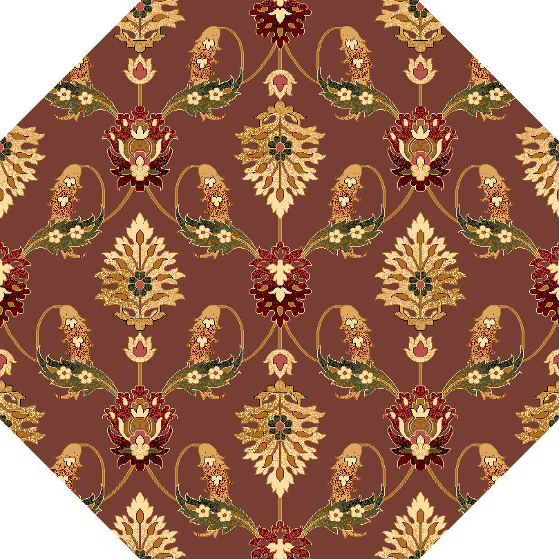 7' Octagon Plum Floral Vines Indoor Area Rug Default Title
