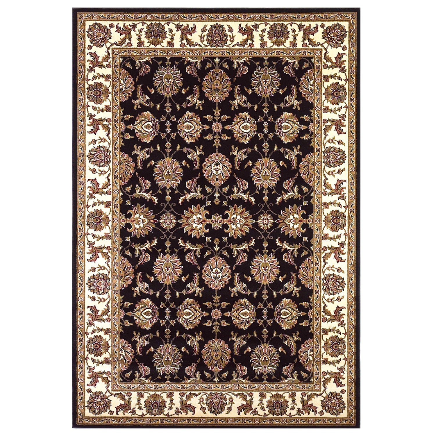Black Ivory Machine Woven Traditional Octagon Indoor Area Rug Default Title