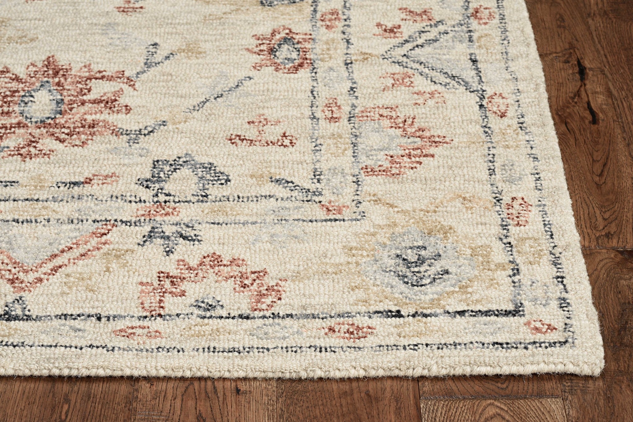 Black Beige Machine Woven Traditional Medallion Octagon Indoor Area Rug Default Title