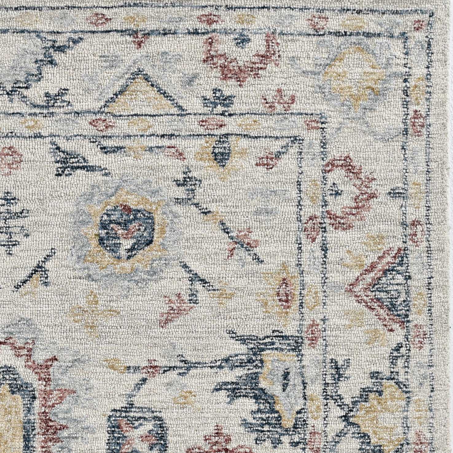 Black Beige Machine Woven Traditional Medallion Octagon Indoor Area Rug Default Title
