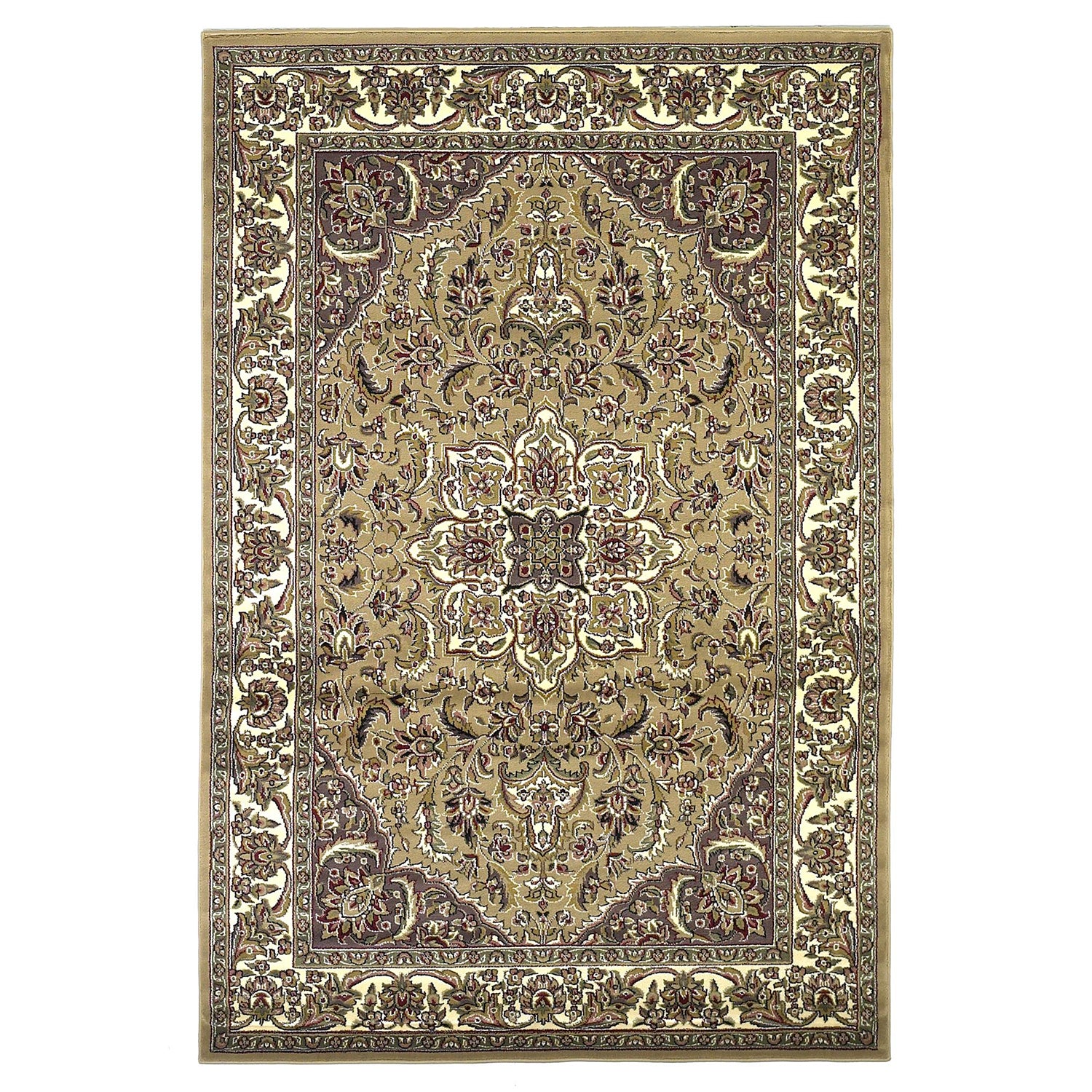 Beige And Ivory Octagon Medallion Area Rug Default Title
