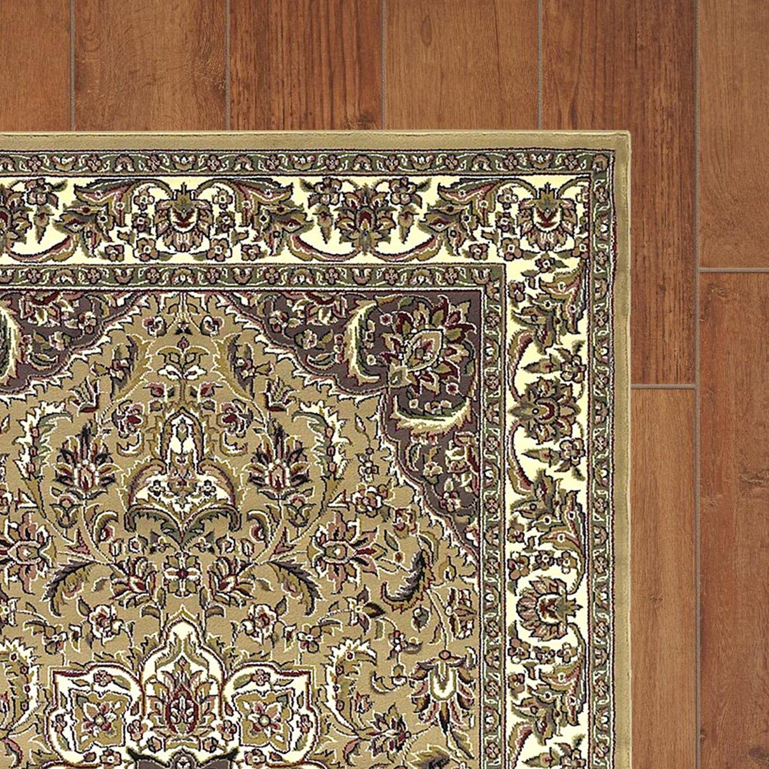 Beige And Ivory Octagon Medallion Area Rug Default Title
