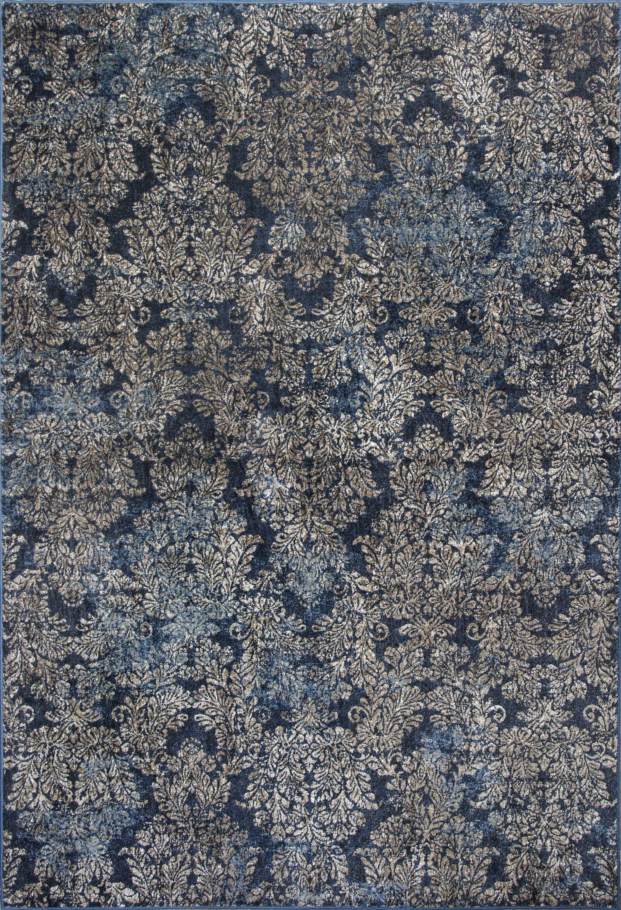 5'x8' Slate Blue Machine Woven Damask Indoor Area Rug Default Title