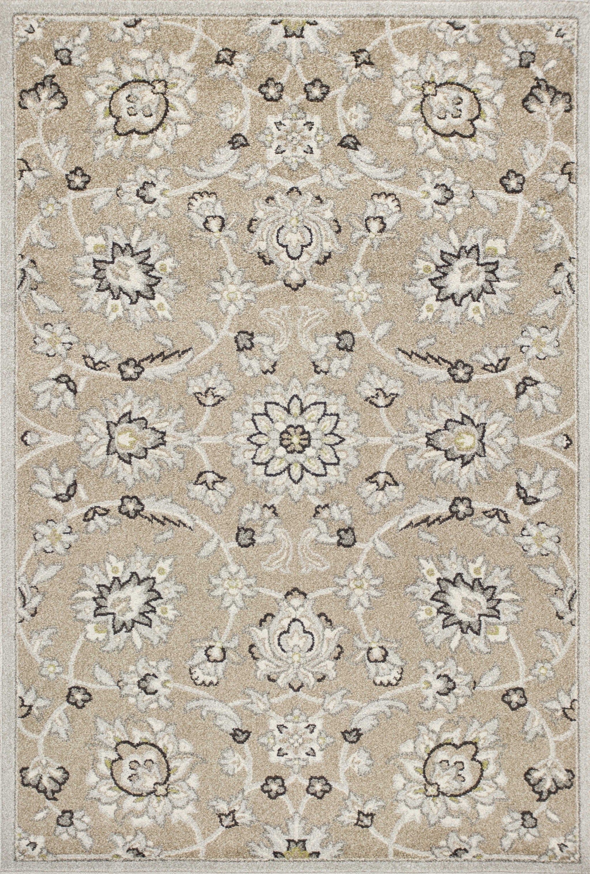 7' x 11' Beige or Grey Floral Vines UV Treated Indoor Area Rug Default Title