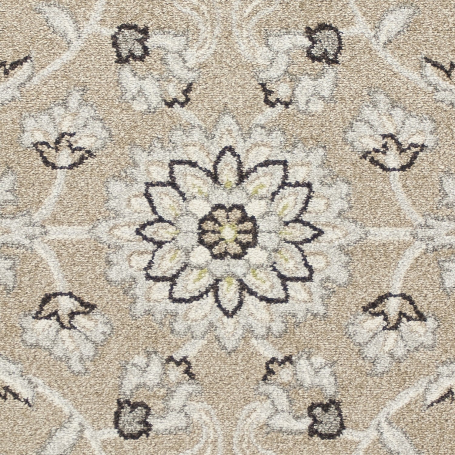 7' x 11' Beige or Grey Floral Vines UV Treated Indoor Area Rug