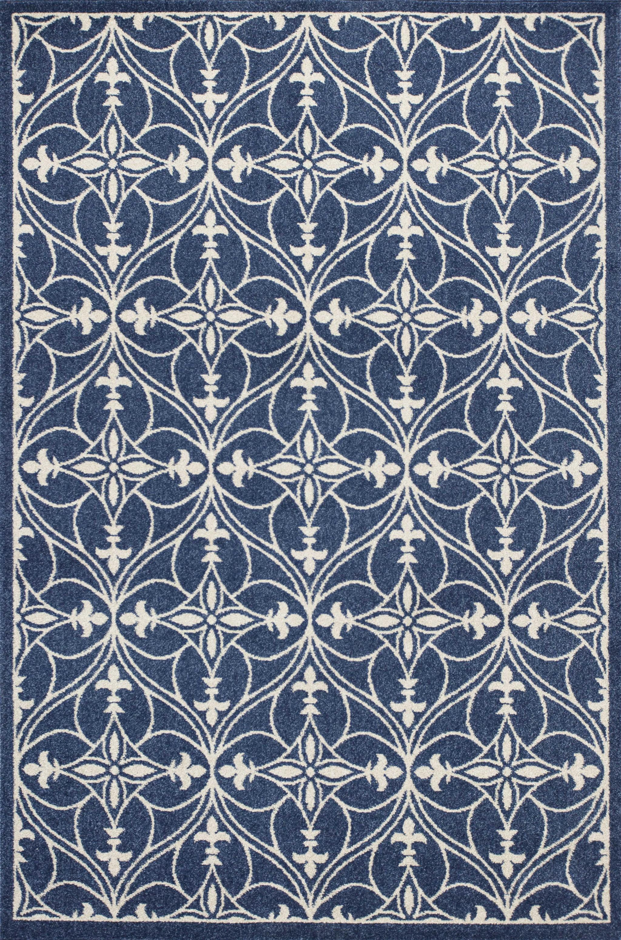 8'x11' Denim Blue Machine Woven UV Treated Ogee Indoor Outdoor Area Rug