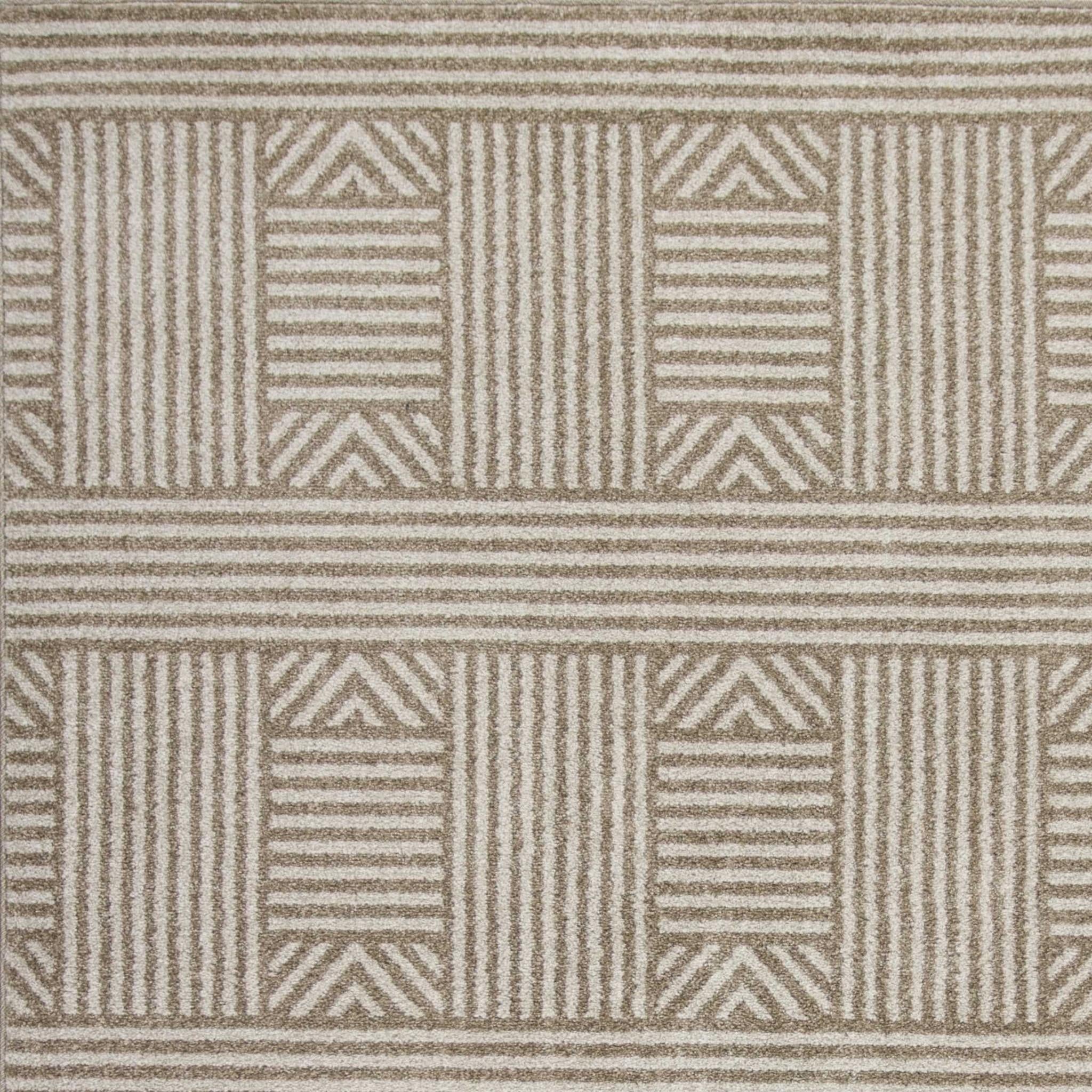 8'x11' Beige Machine Woven UV Treated Abstract Lines Indoor Outdoor Area Rug