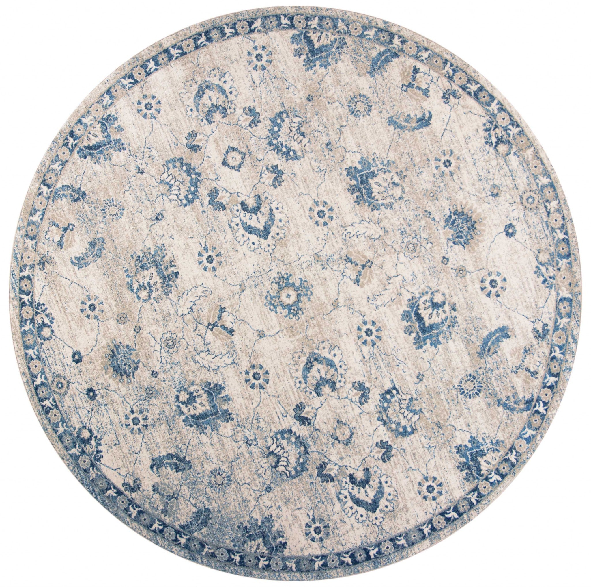 7' Round Polypropylene Grey or  Blue Area Rug Default Title