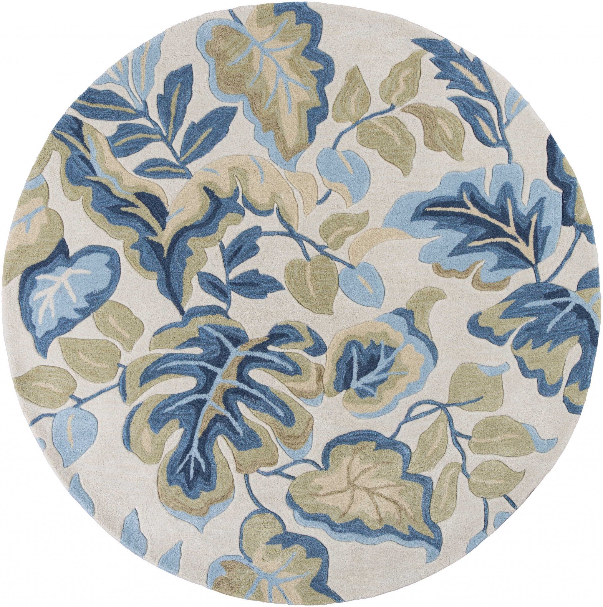 5'6 Round Polyester Ivory Area Rug