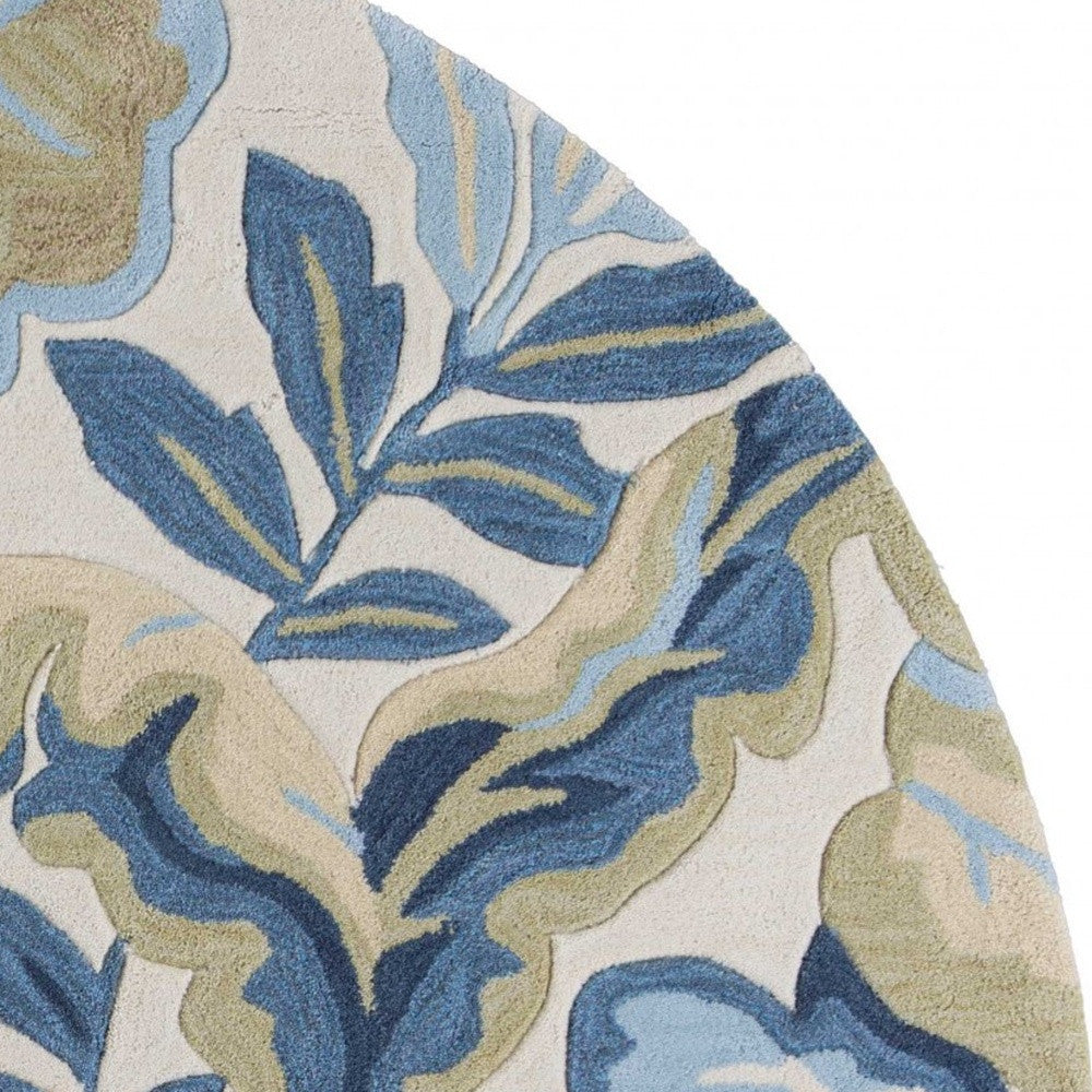 5'6 Round Polyester Ivory Area Rug