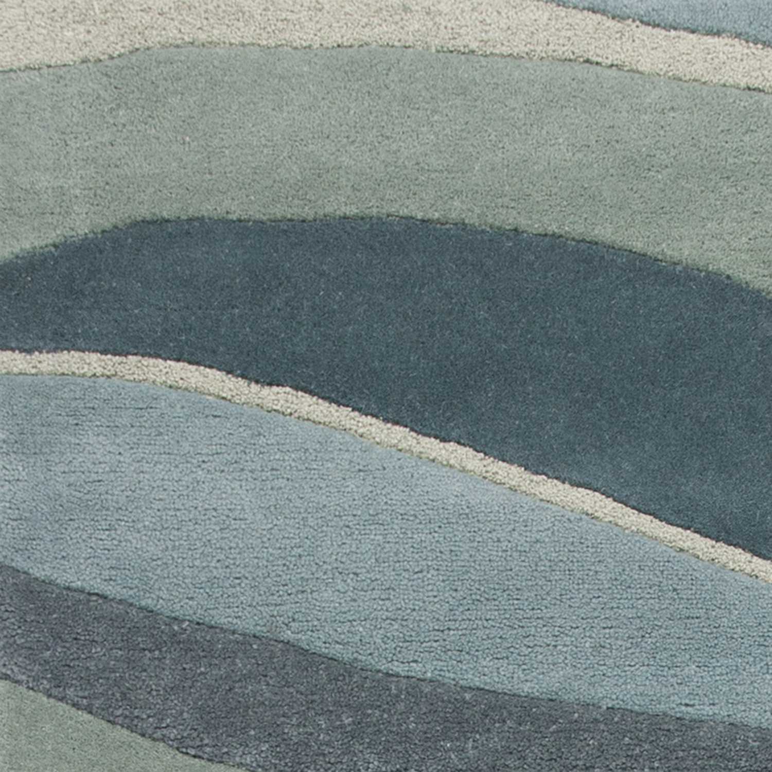 5'x8' Ocean Blue Teal Hand Tufted Abstract Waves Indoor Area Rug
