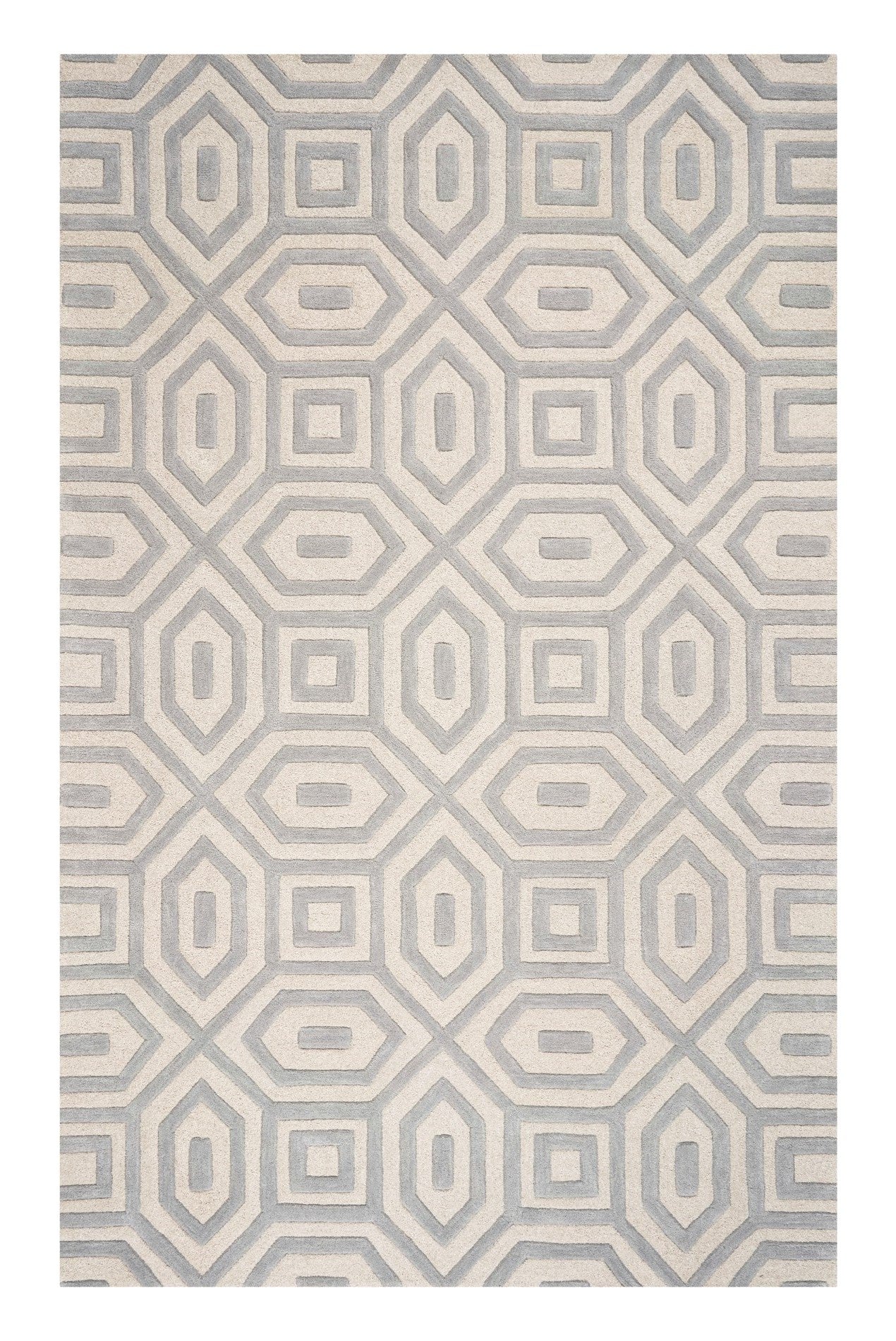 5'x8' Grey Hand Tufted Geometric Indoor Area Rug Default Title