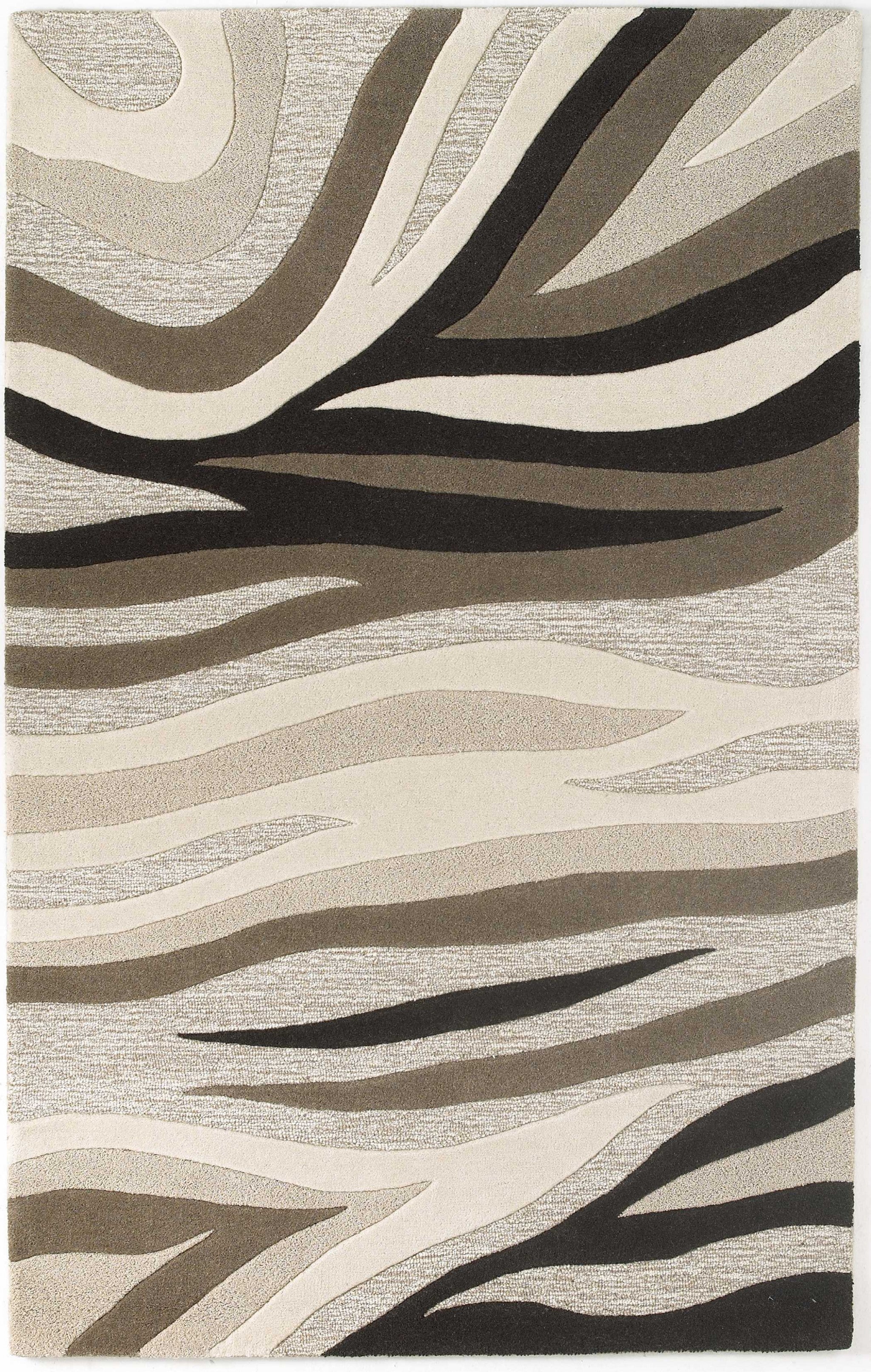 5'x8' Natural Beige Hand Tufted Abstract Waves Indoor Area Rug Default Title