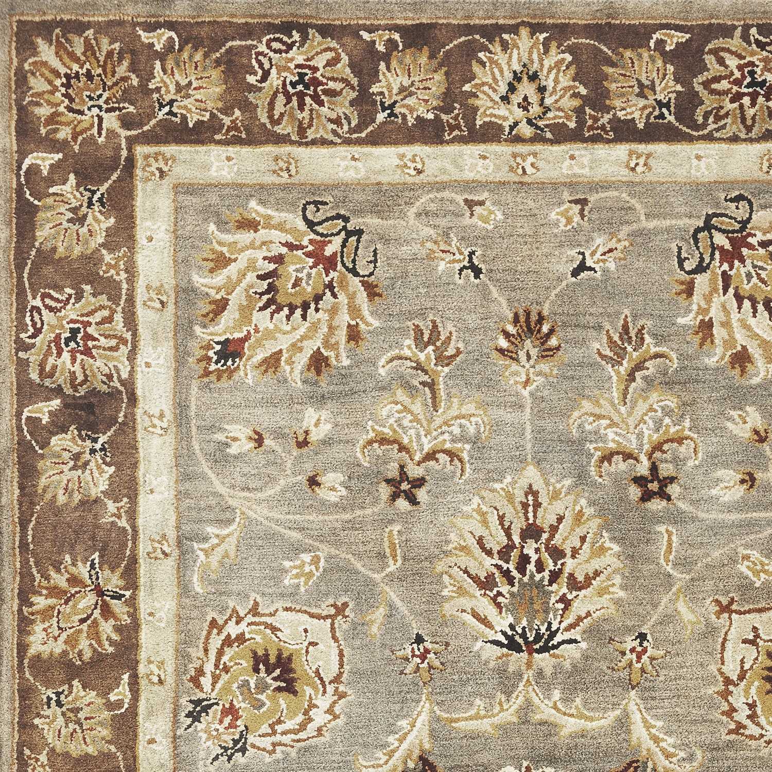 5' x 8' Grey or Mocha  Floral Bordered Wool Indoor Area Rug