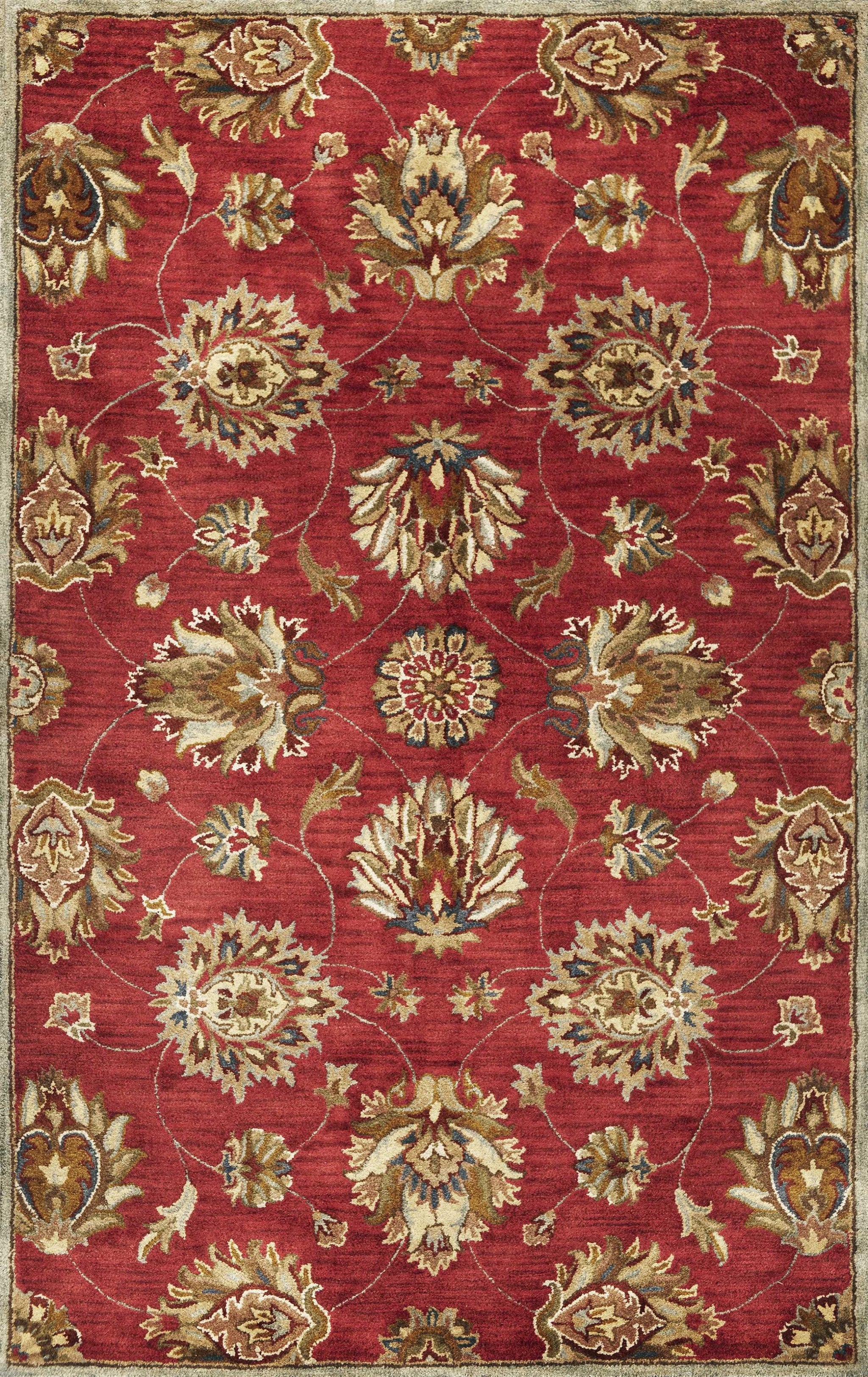 5'x8' Red Hand Tufted Traditional Floral Indoor Area Rug Default Title
