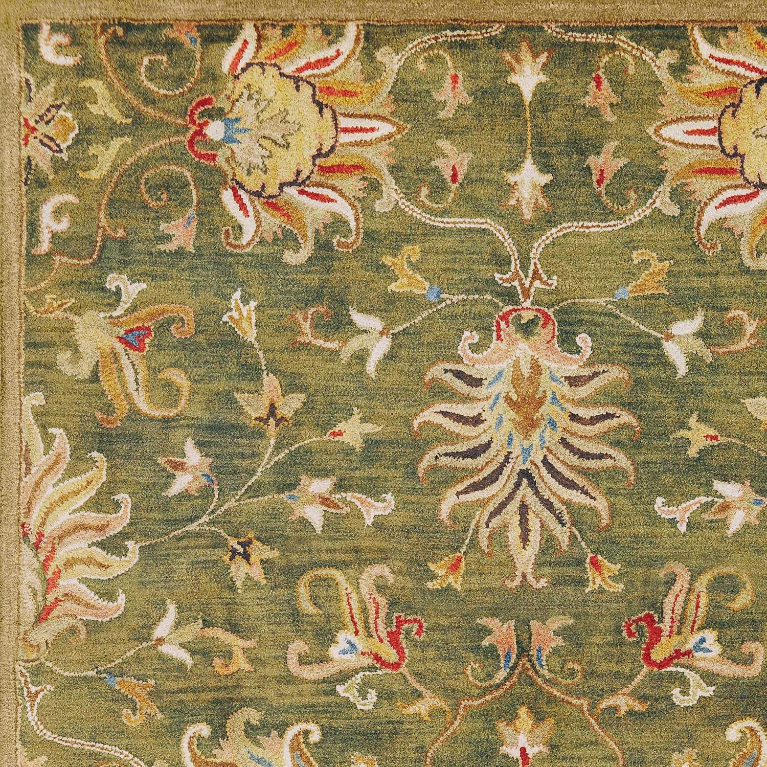 5'x8' Emerald Green Hand Tufted Traditional Floral Indoor Area Rug