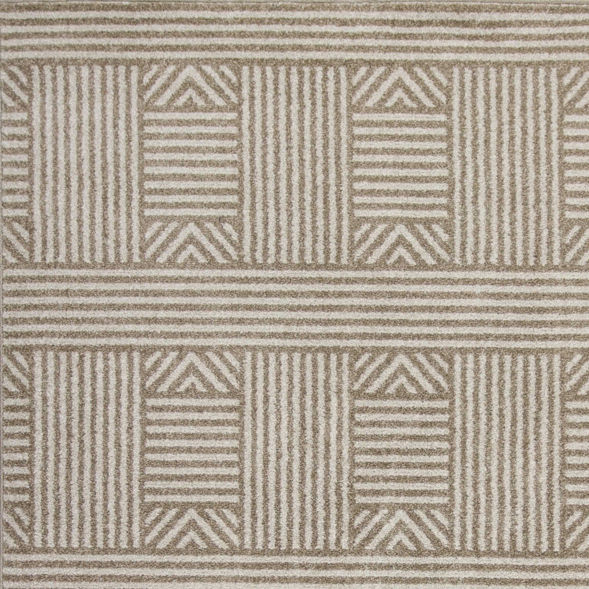 2' x 3' Beige Geometric Lines UV Treated Accent Rug