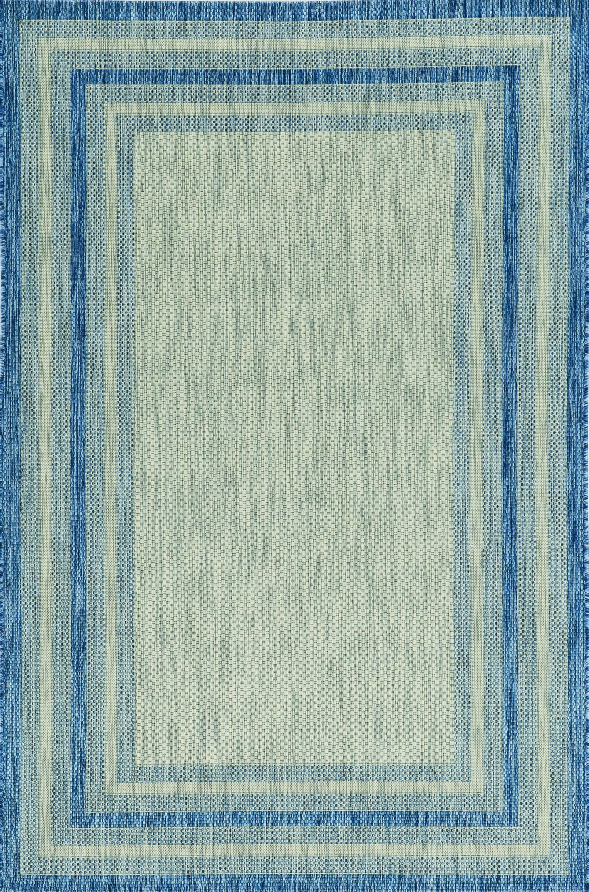 3'x4' Grey Denim Machine Woven UV Treated Bordered Indoor Outdoor Accent Rug