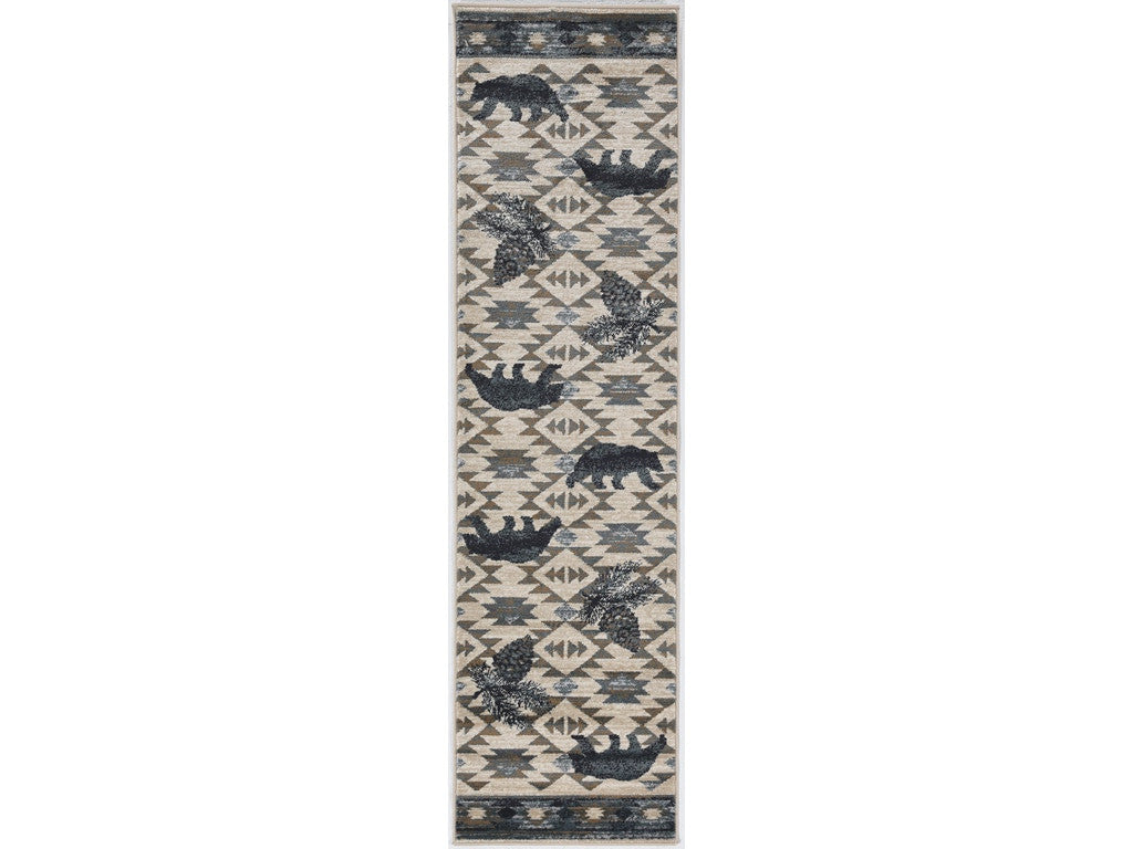 2' x 7' Ivory or Blue Polypropylene Runner Rug